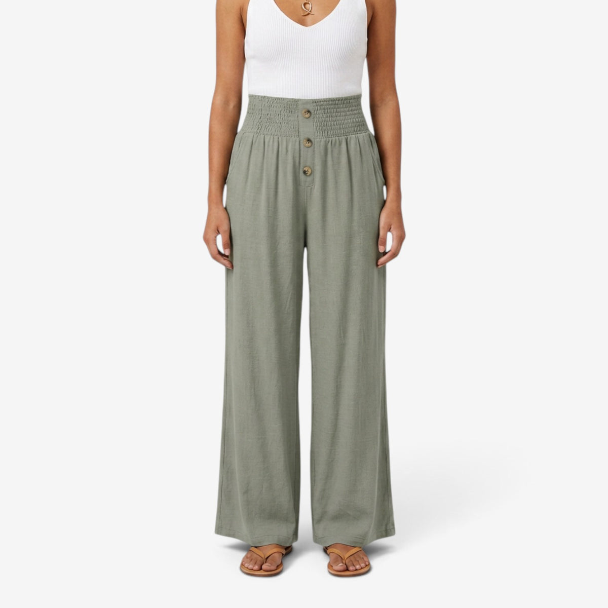 Pantalón de Lino Pierna Ancha