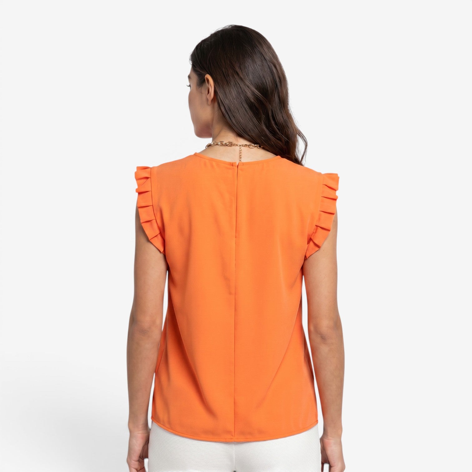 Blusa Plisada de Cuello Redondo