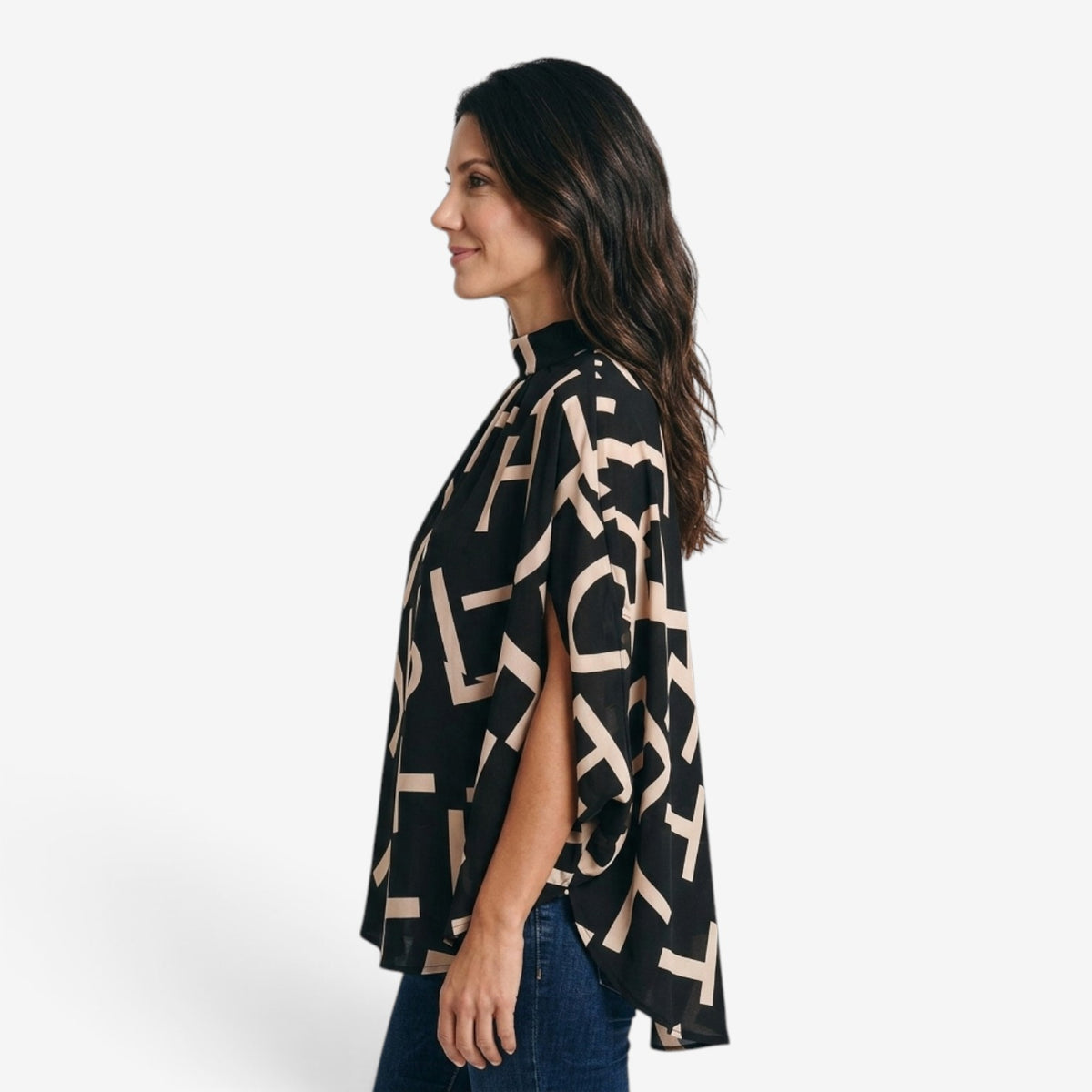 Blusa Estampada con Mangas Capa para Mujer