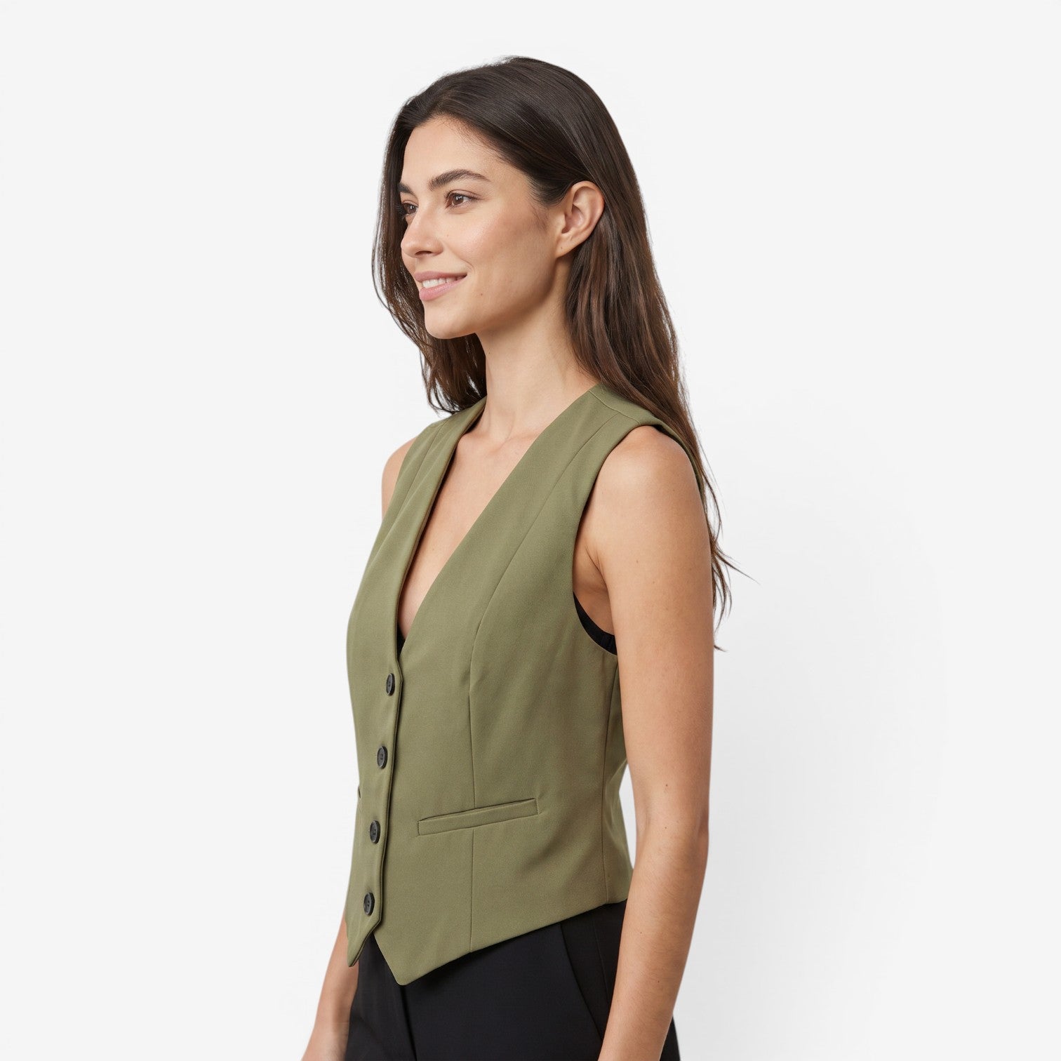 Chaleco Holgado con Botones para Mujer