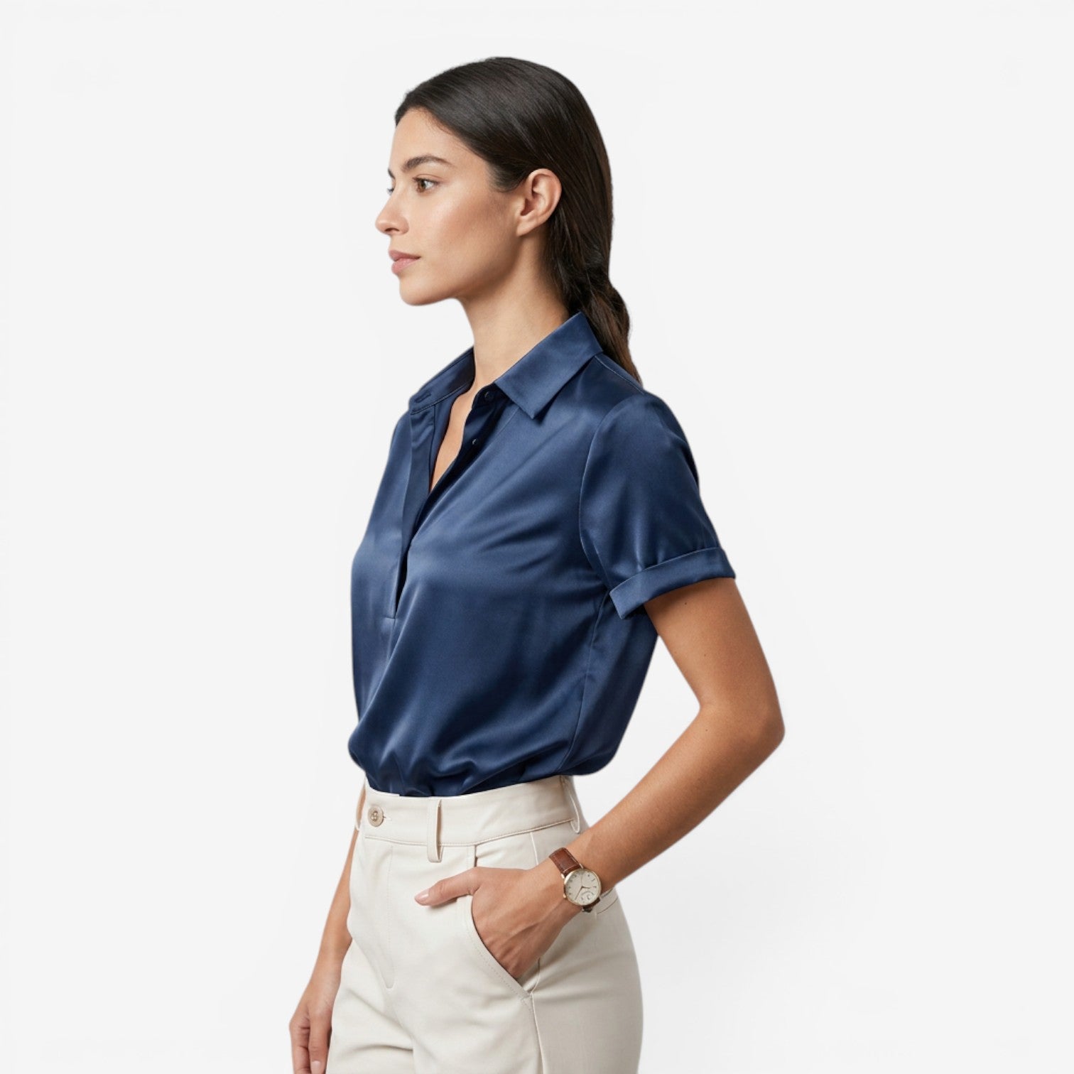 Blusa de Satén con Botones