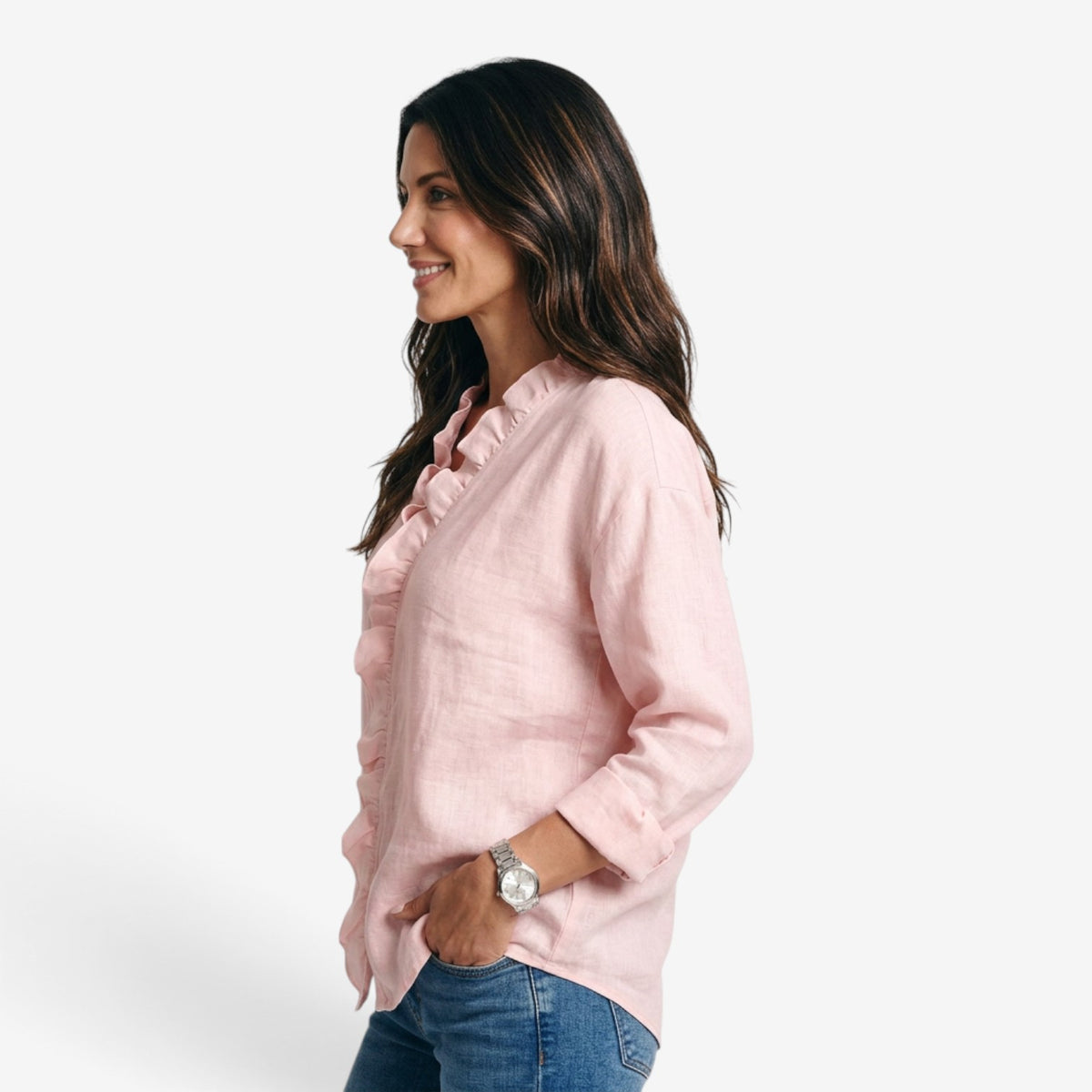 Blusa con Volantes y Manga Larga para Mujer