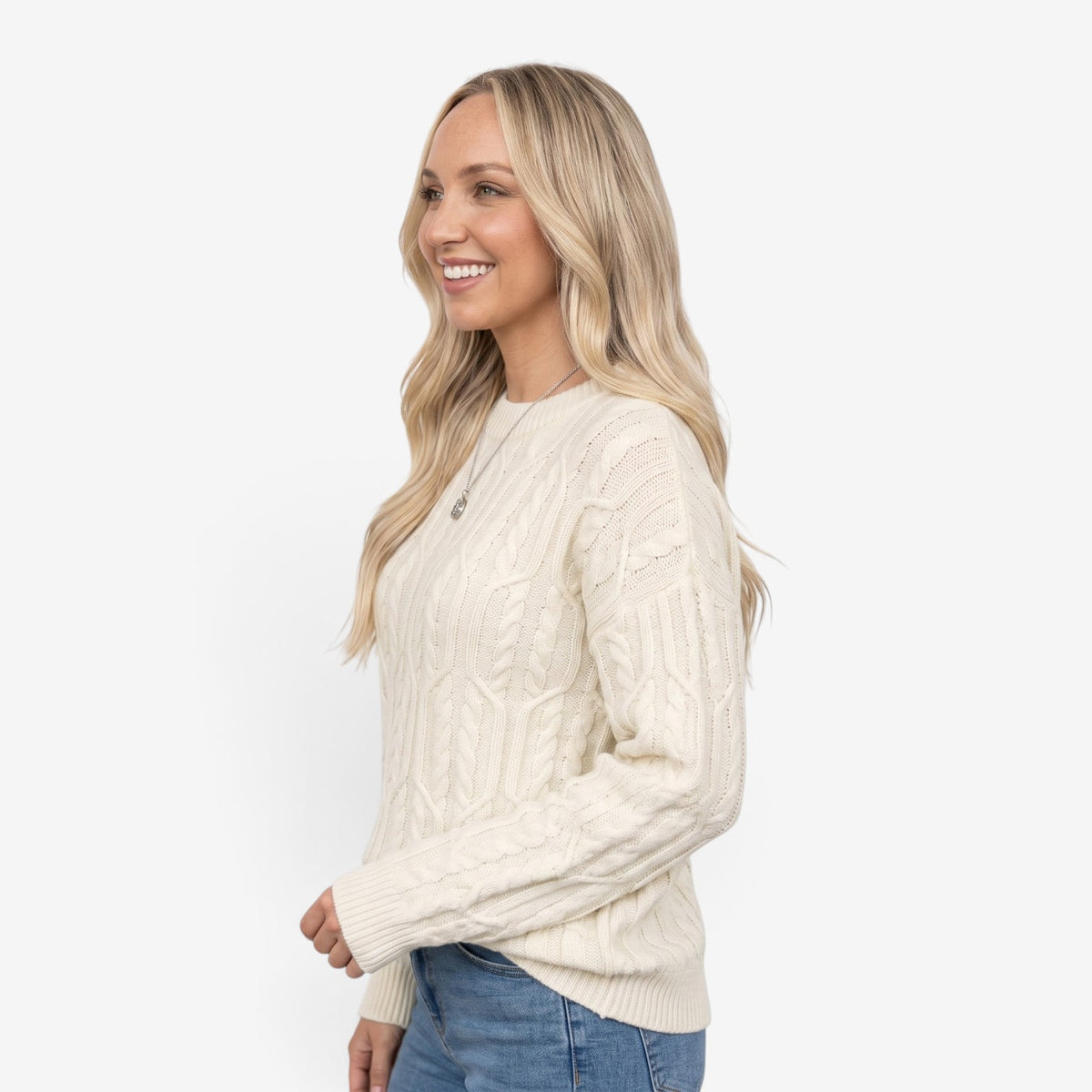 Jersey de Punto de Cuello Redondo para Mujer