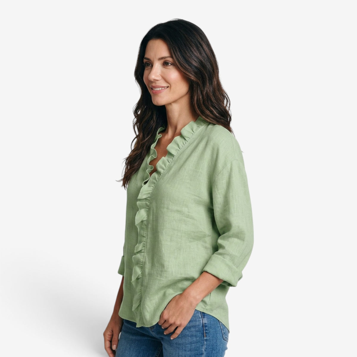 Blusa con Volantes y Manga Larga para Mujer