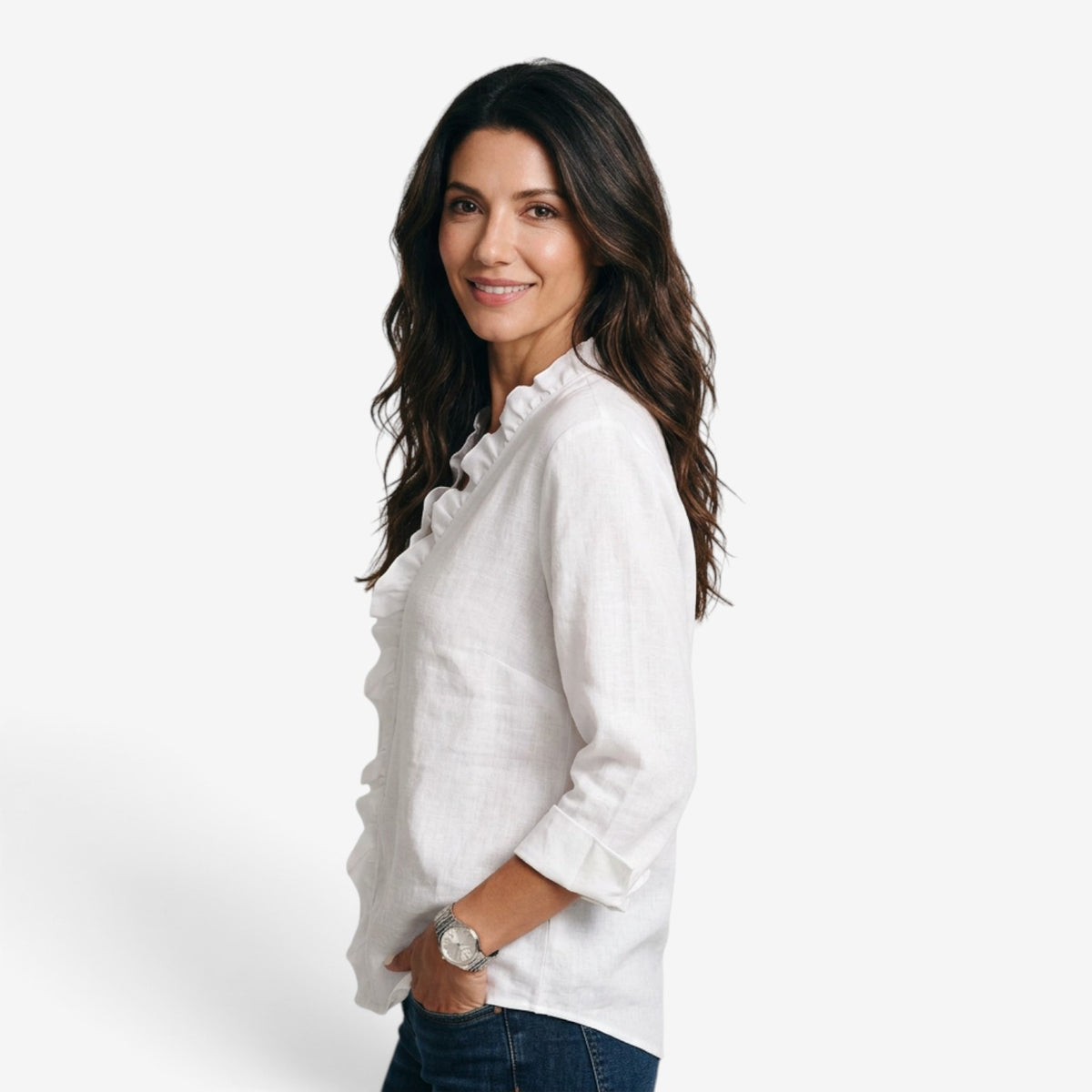 Blusa con Volantes y Manga Larga para Mujer