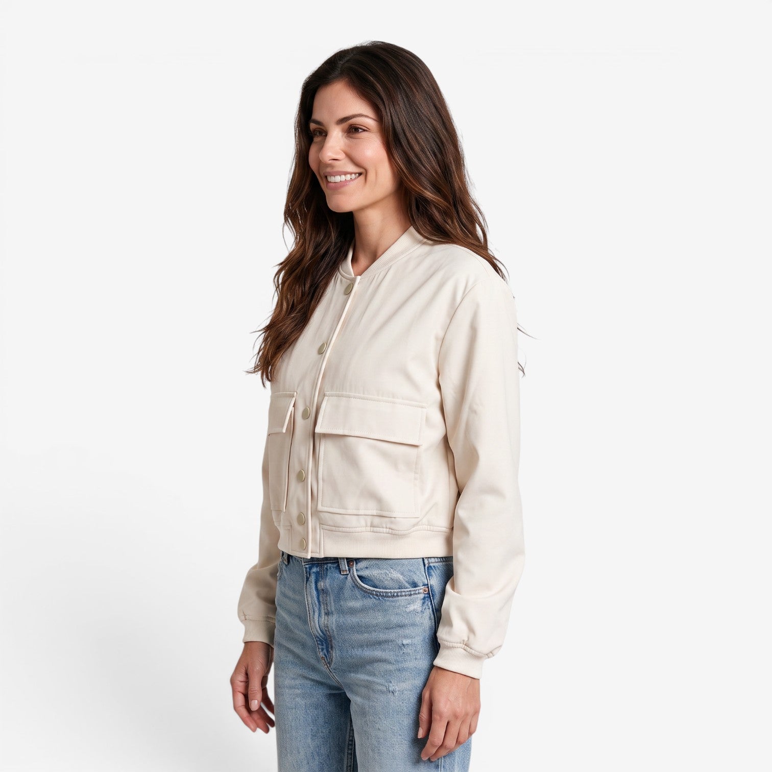 Chaqueta Casual Oversize Beige para Mujer