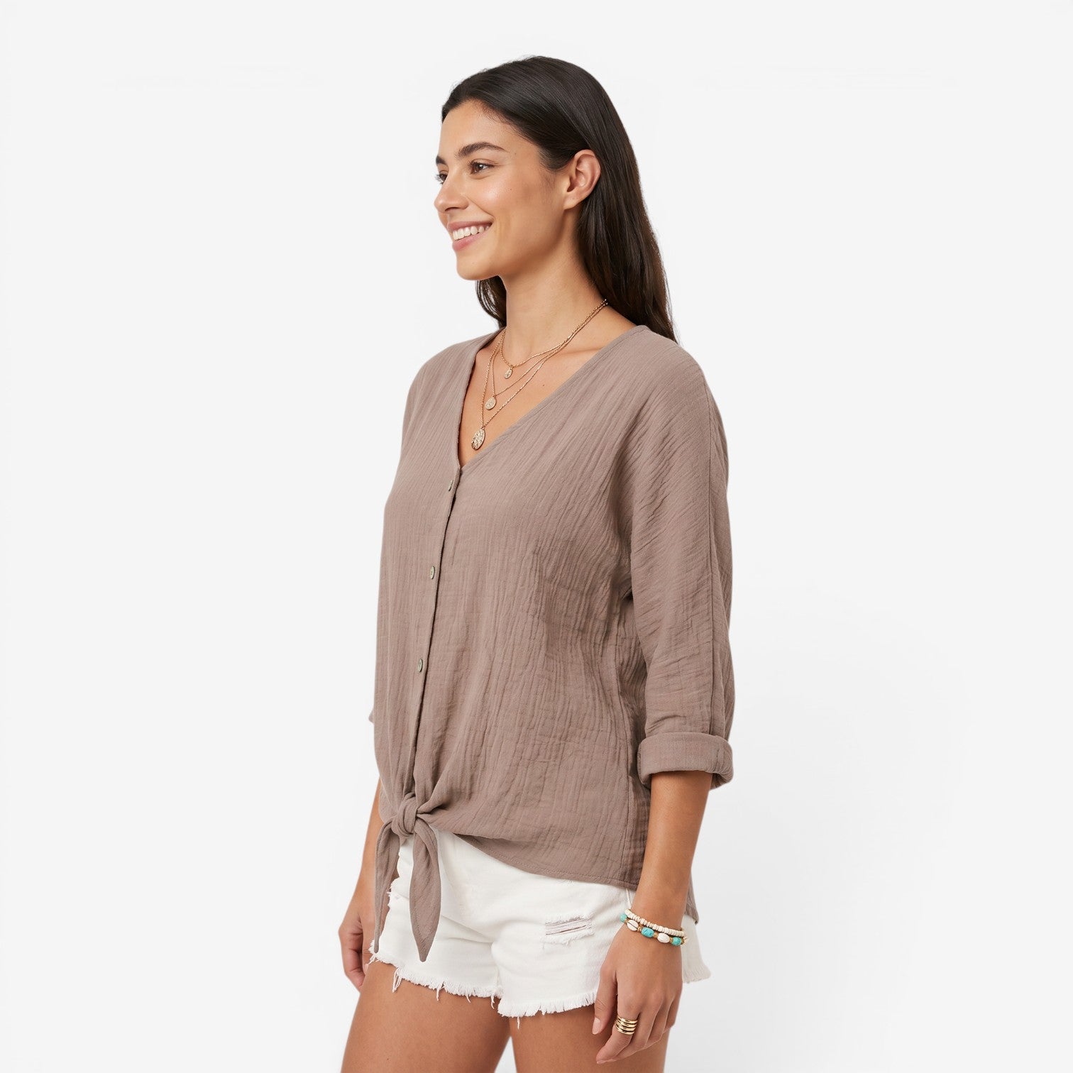 Camiseta de Manga Larga con Cuello V