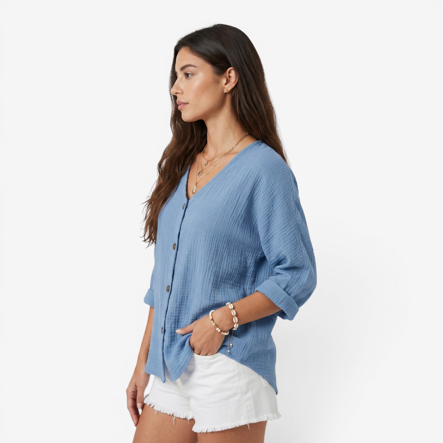 Camiseta de Manga Larga con Cuello V