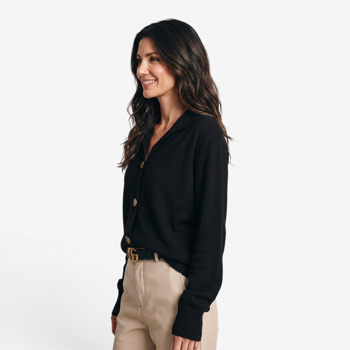 Cárdigan de Punto con Cuello Alto para Mujer