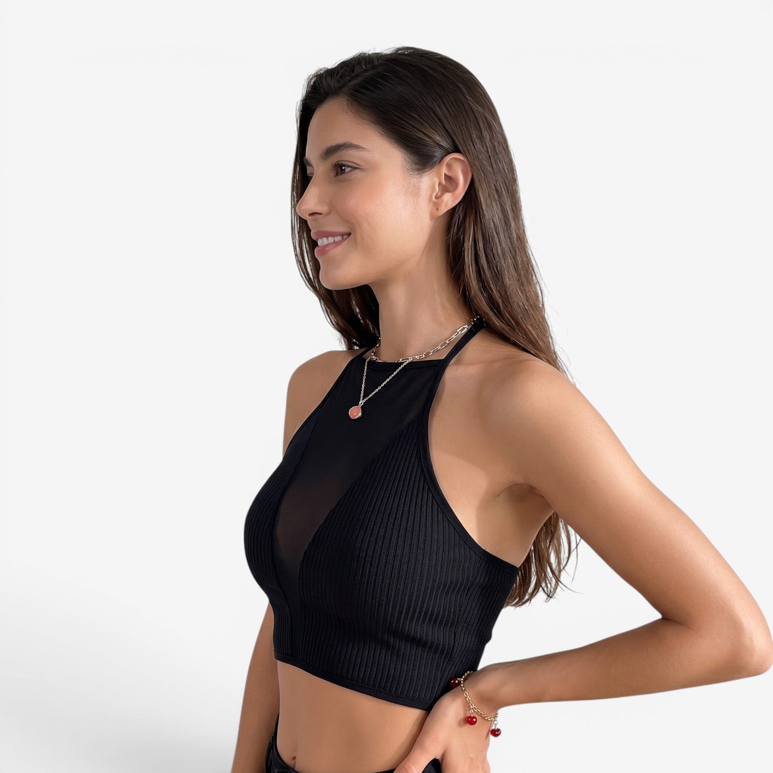 Top de Malla Transparente para Mujer