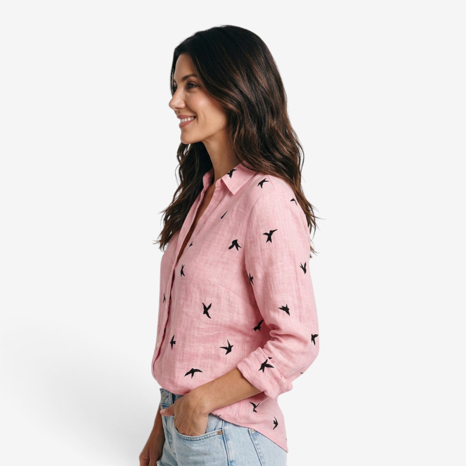 Camisa con Estampado de Pájaros para Mujer
