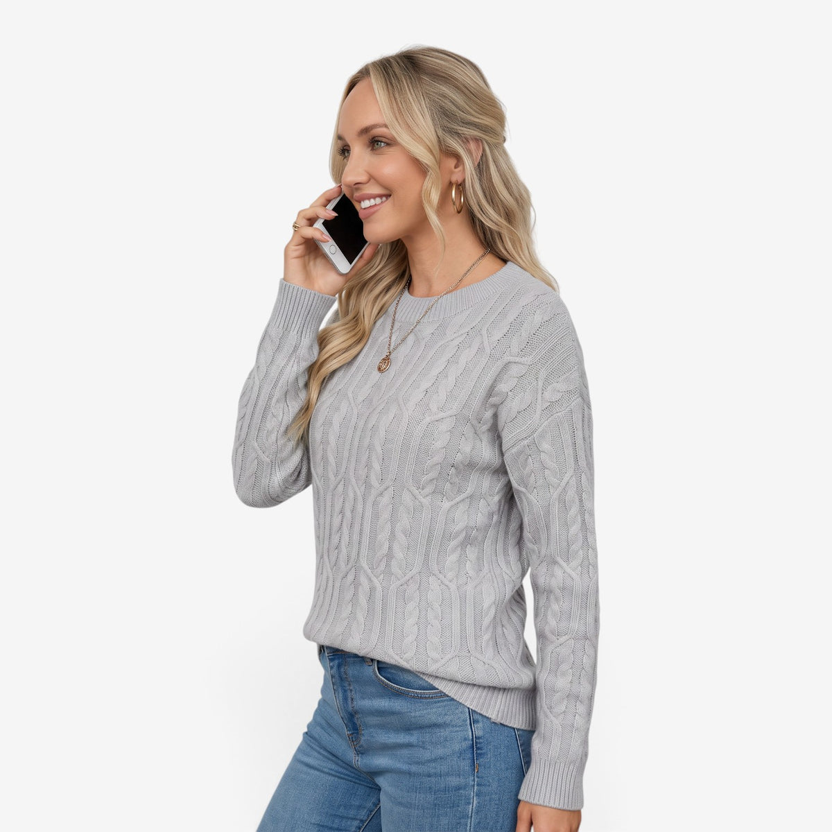 Jersey de Punto de Cuello Redondo para Mujer