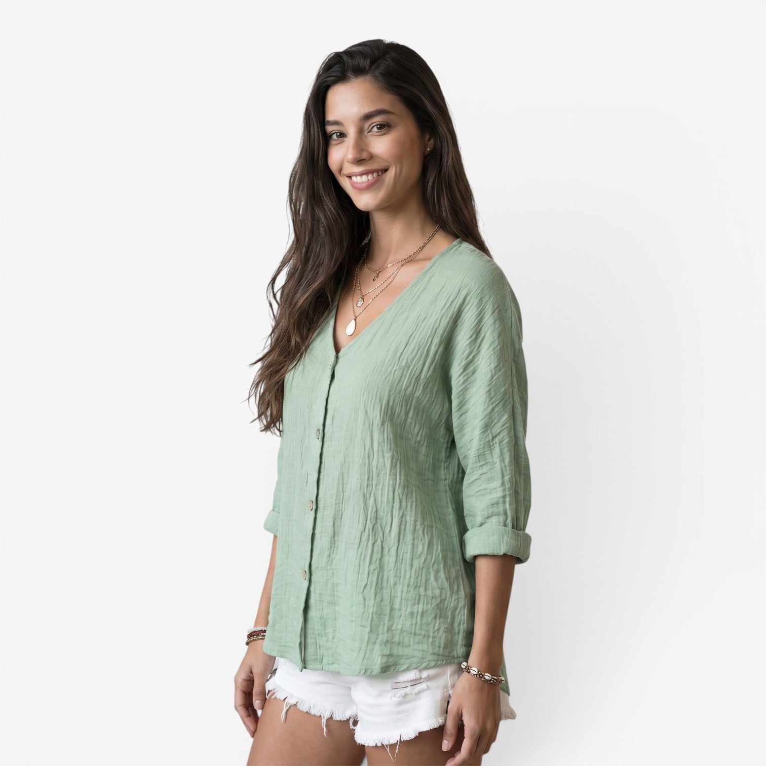 Camiseta de Manga Larga con Cuello V