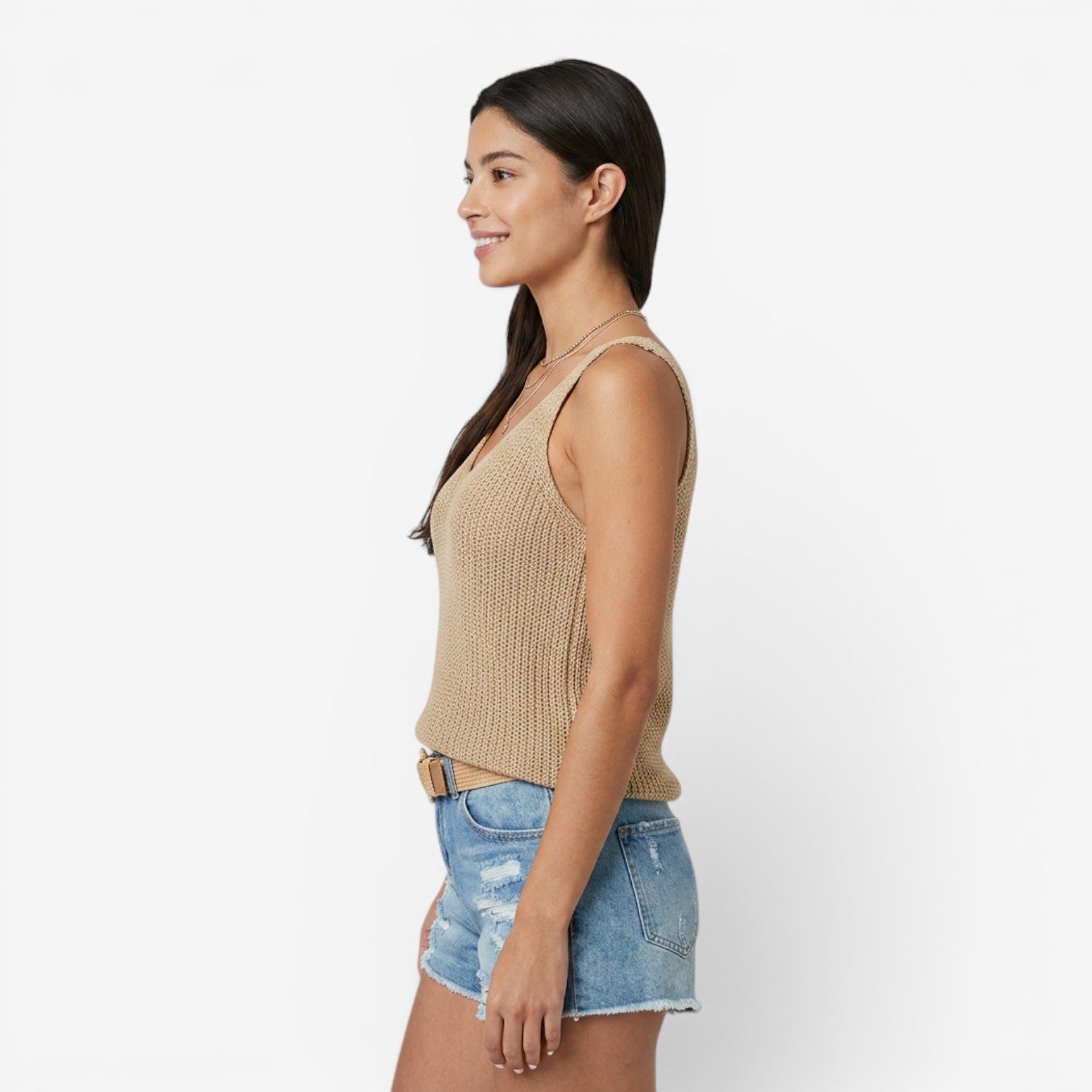 Chaleco de Punto con Cuello V para Mujer