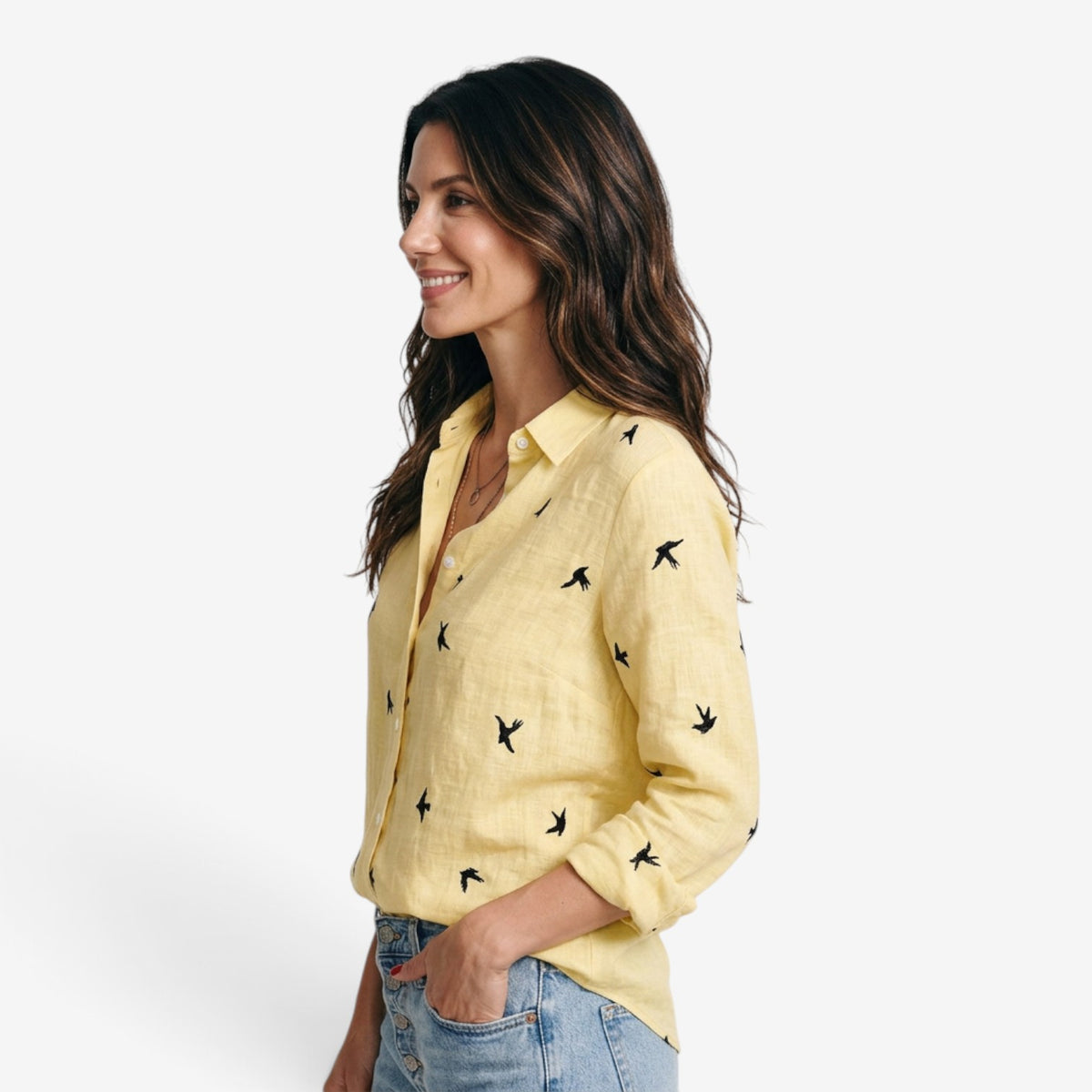 Camisa con Estampado de Pájaros para Mujer