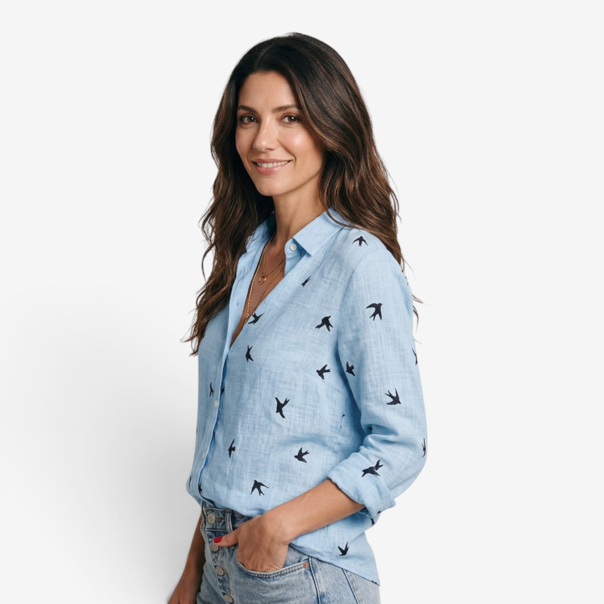 Camisa con Estampado de Pájaros para Mujer
