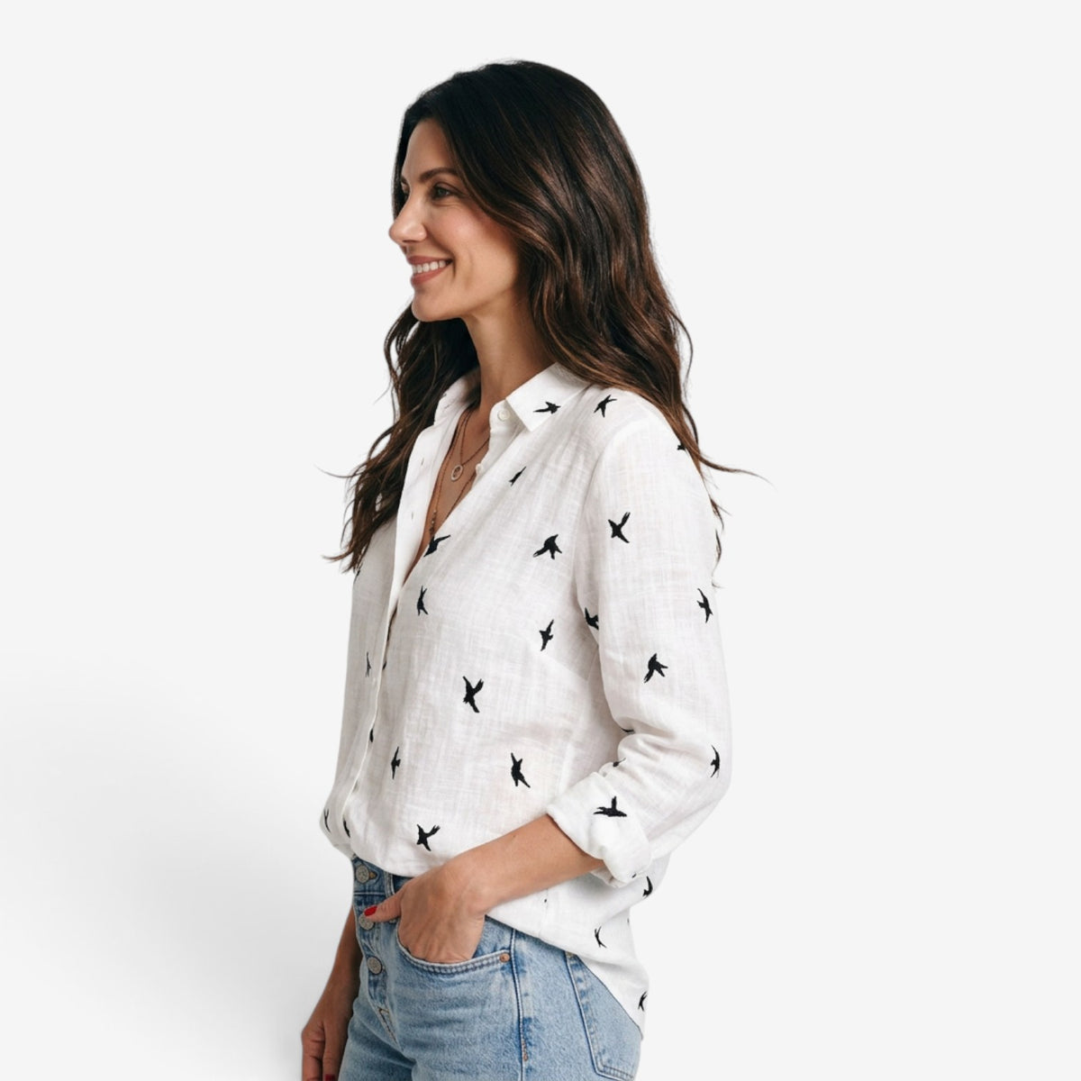 Camisa con Estampado de Pájaros para Mujer