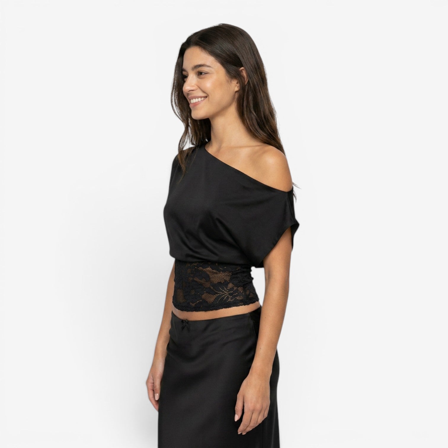 Top de Encaje con Hombros Descubiertos para Mujer