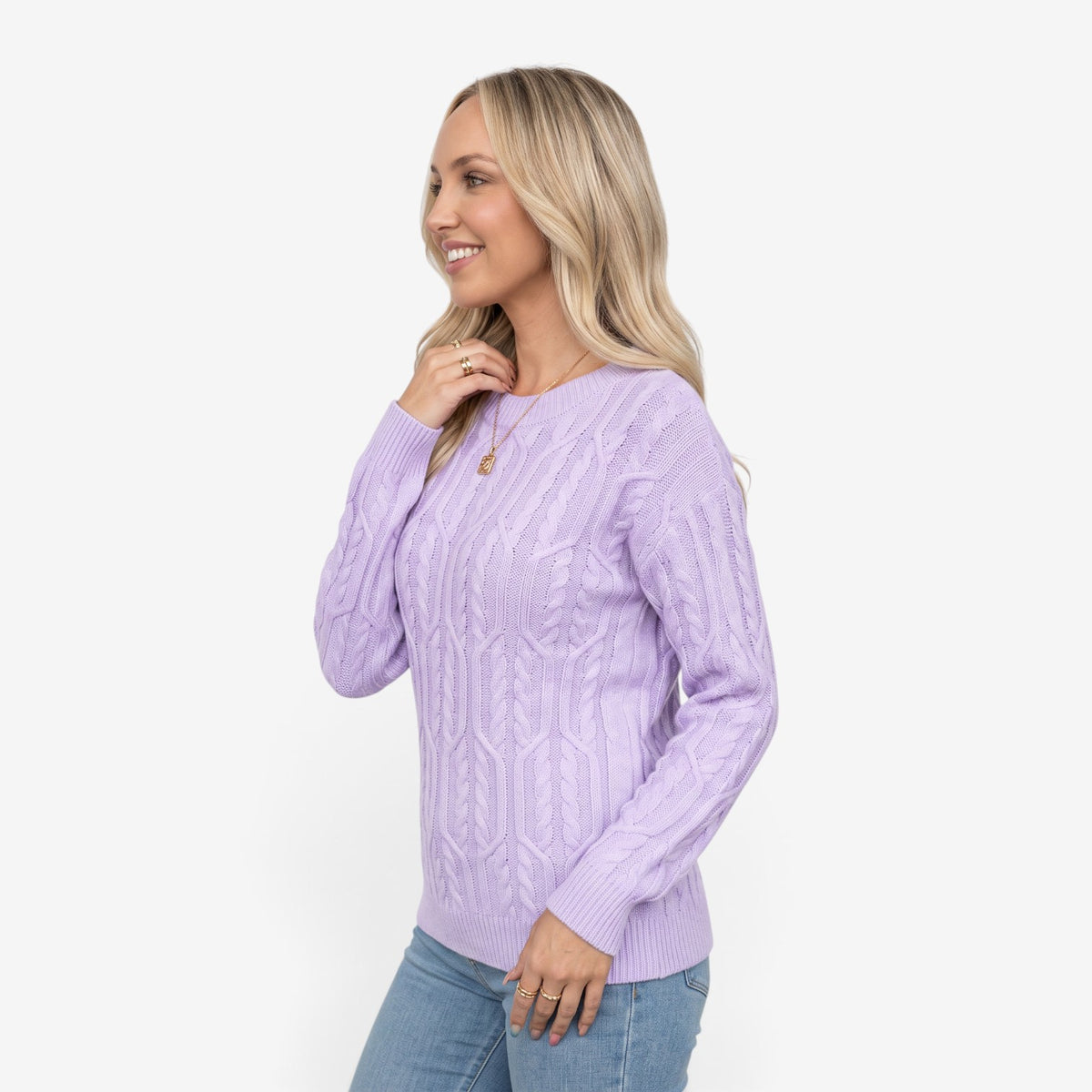 Jersey de Punto de Cuello Redondo para Mujer
