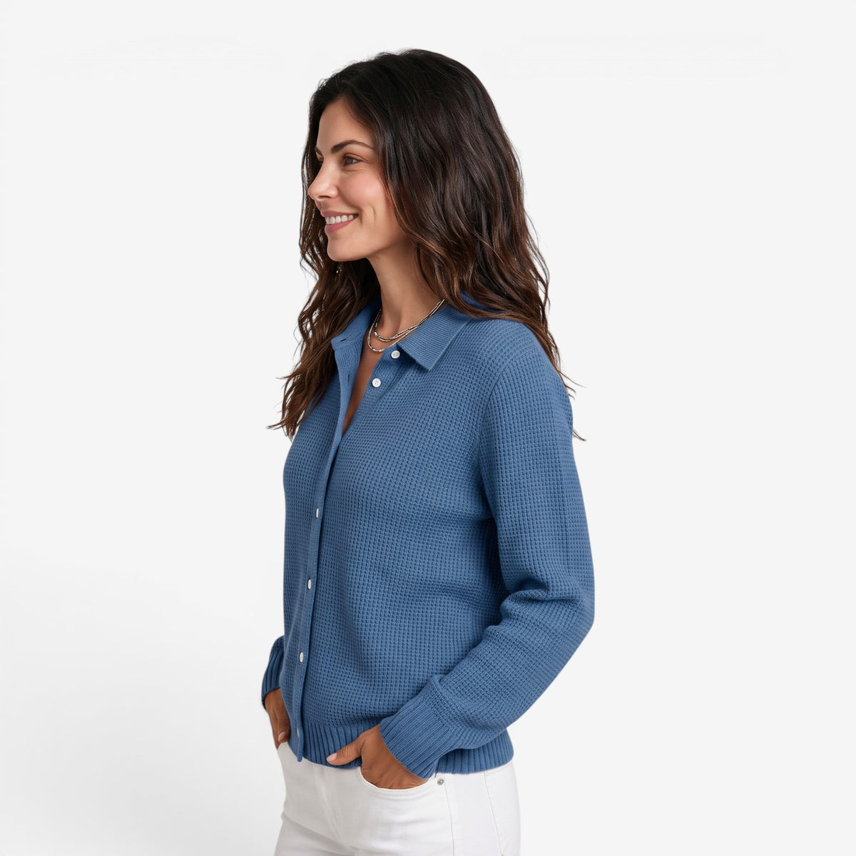 Jersey de Punto con Cuello Solapa Mujer