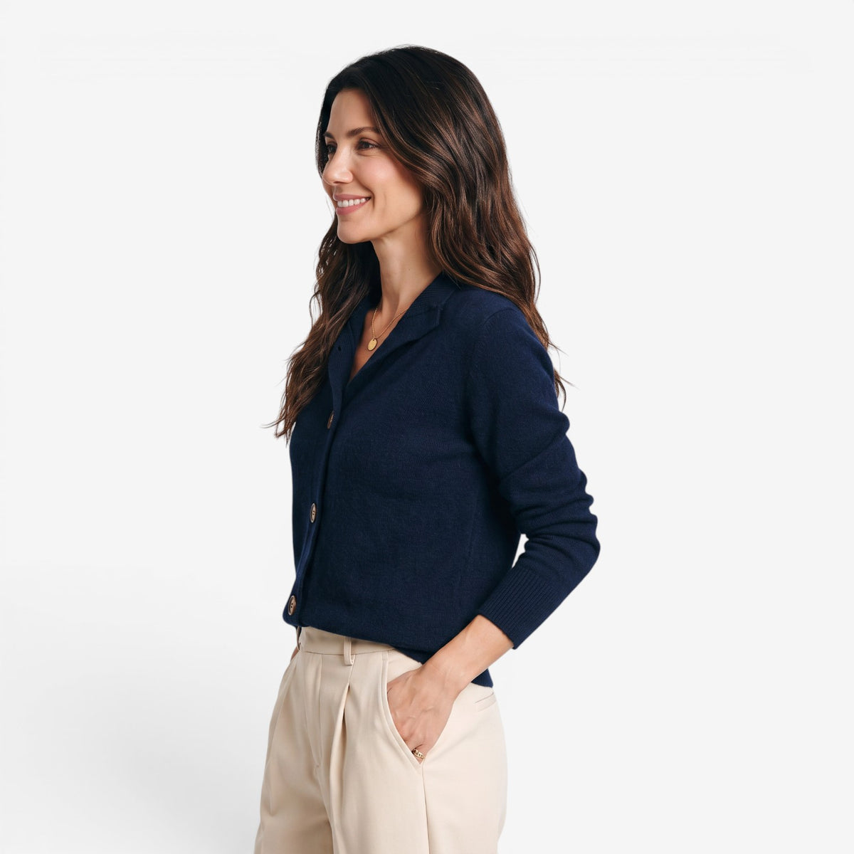 Cárdigan de Punto con Cuello Alto para Mujer