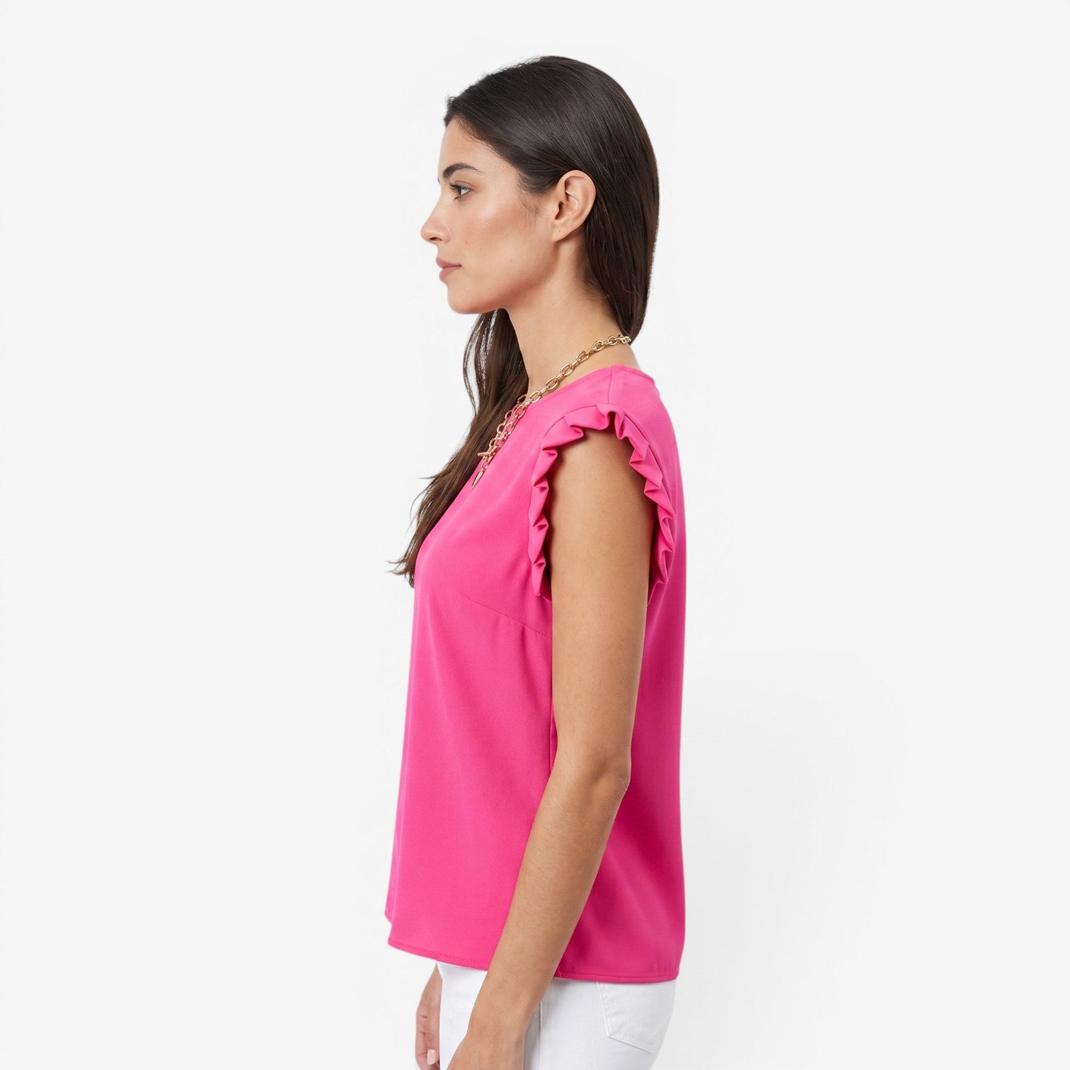 Blusa Plisada de Cuello Redondo