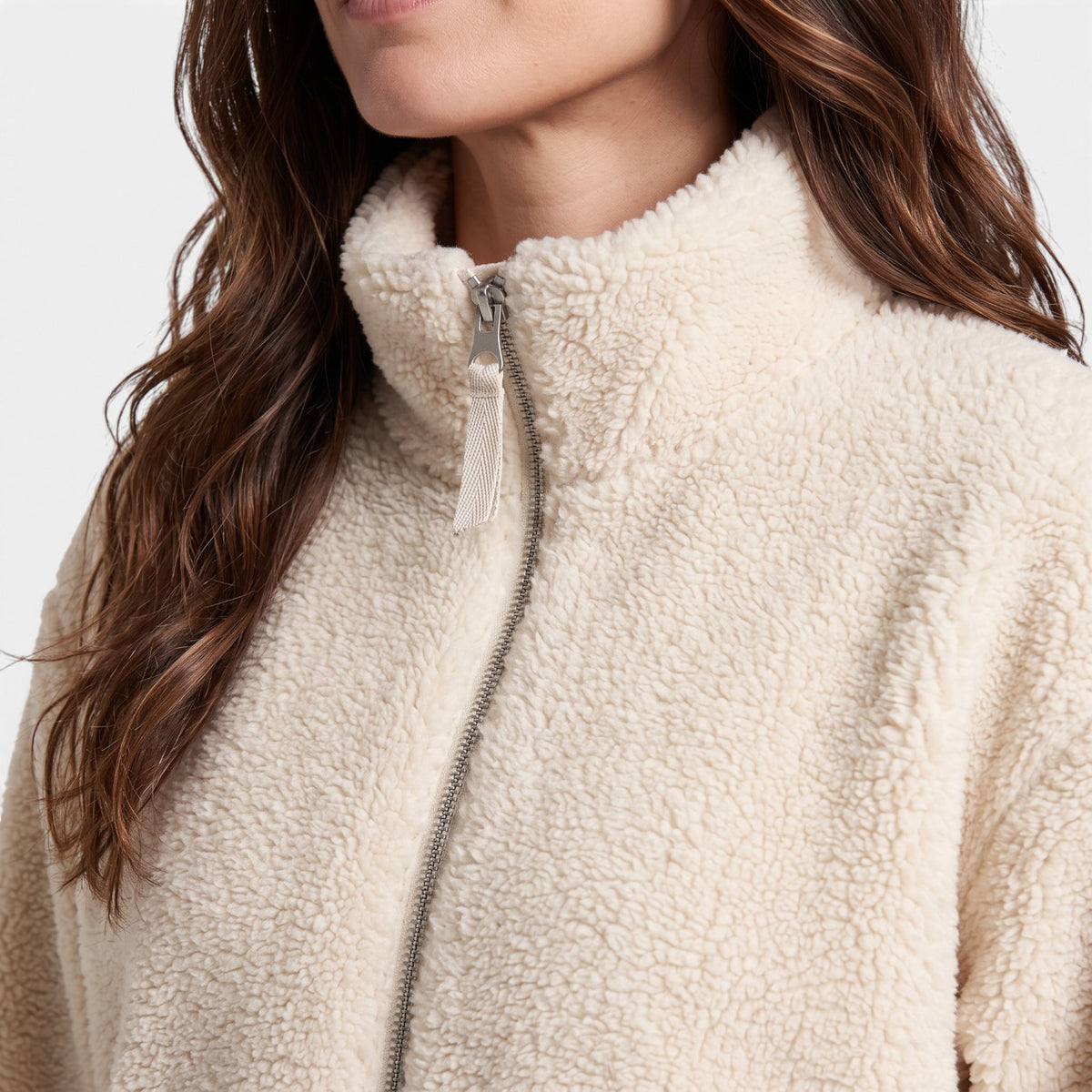 Chaqueta Borreguito con Cuello Alto para Mujer