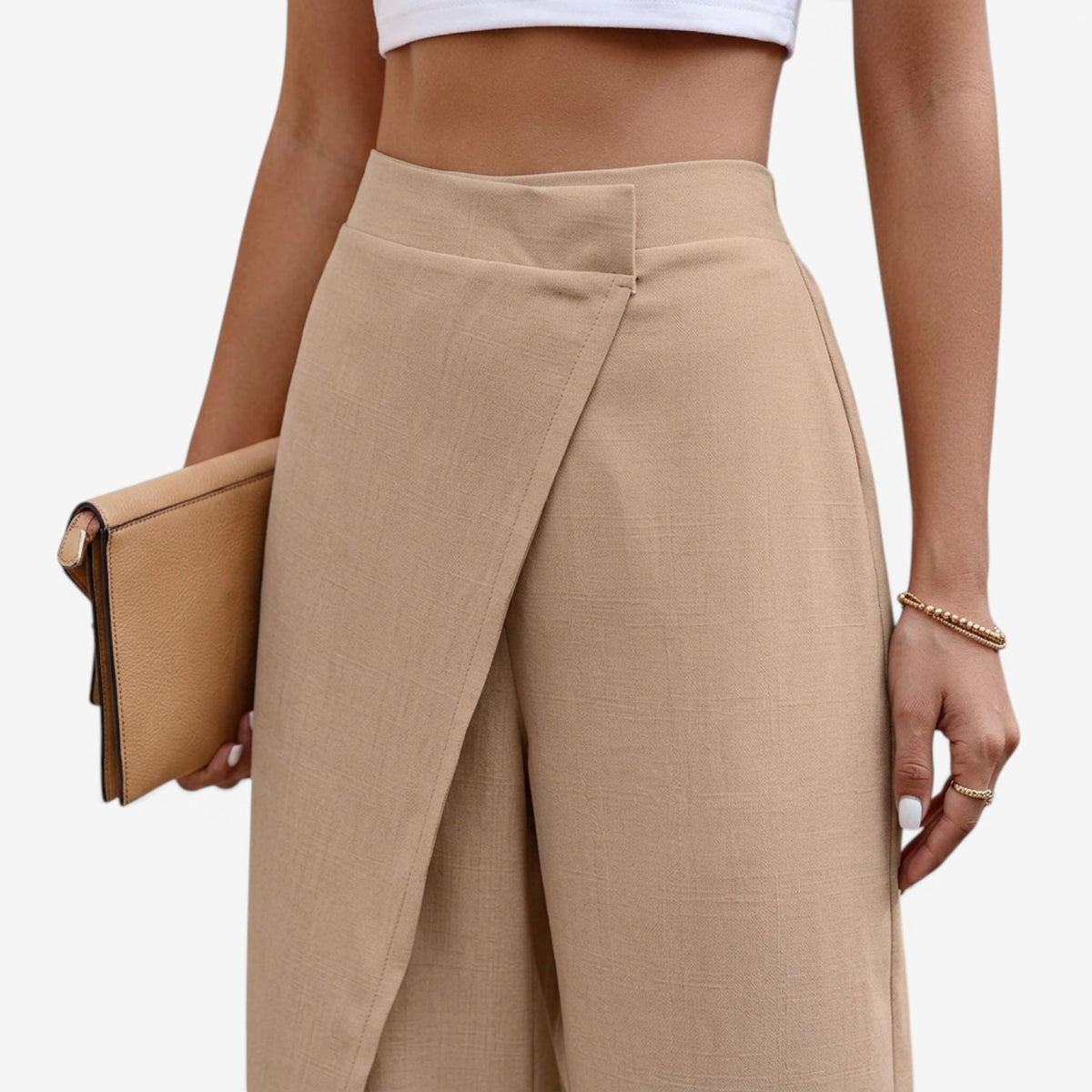Pantalón Palazzo con Diseño Cruzado para Mujer