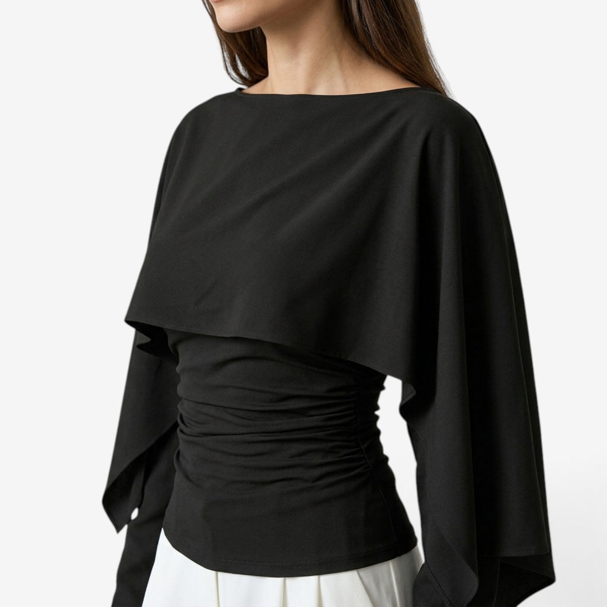 Top con Capa Asimétrica y Manga Larga para Mujer