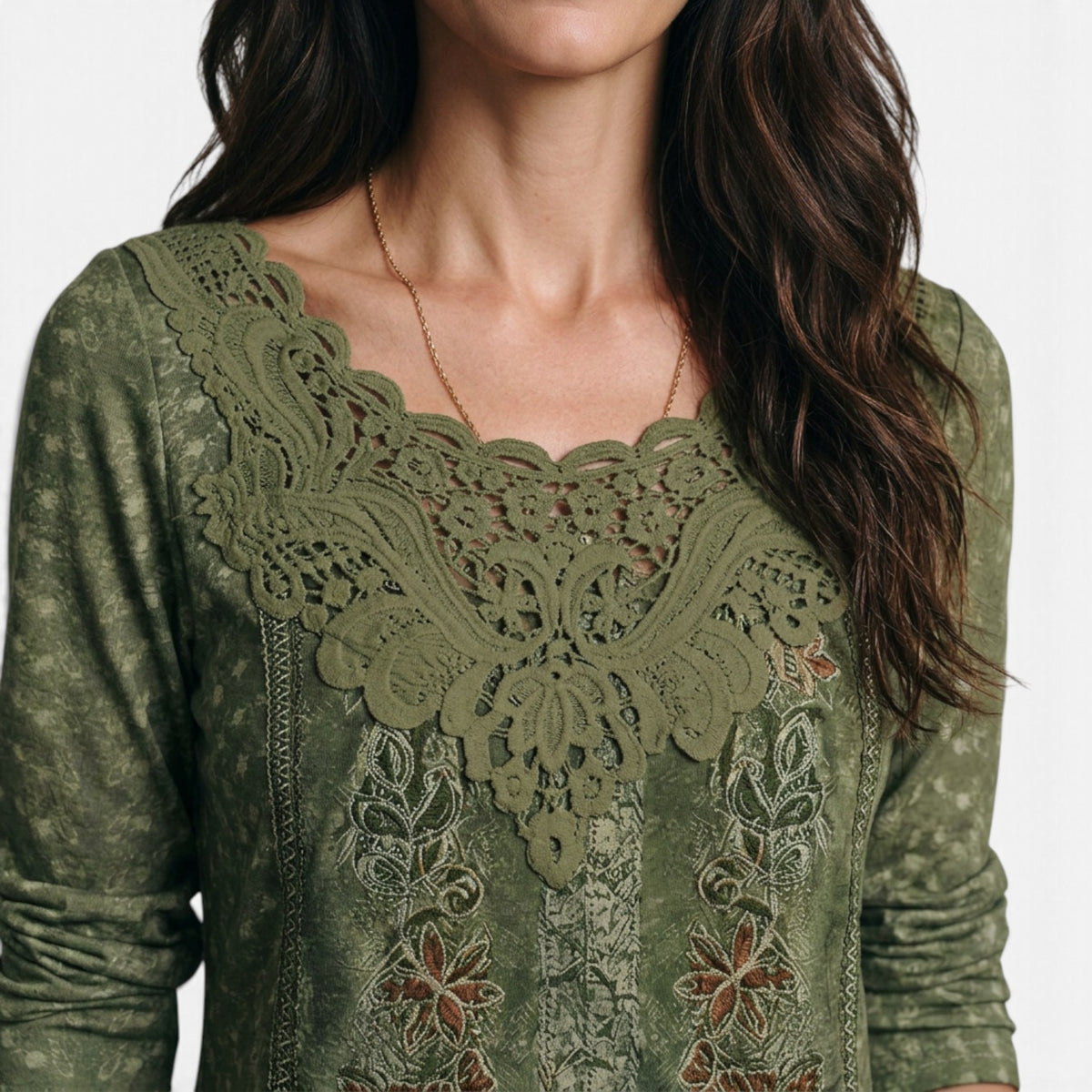 Top Estampado con Detalles de Encaje para Mujer