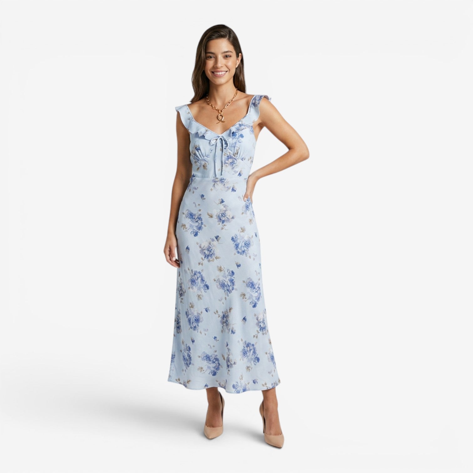 Vestido Mujer Floral con Espalda Descubierta