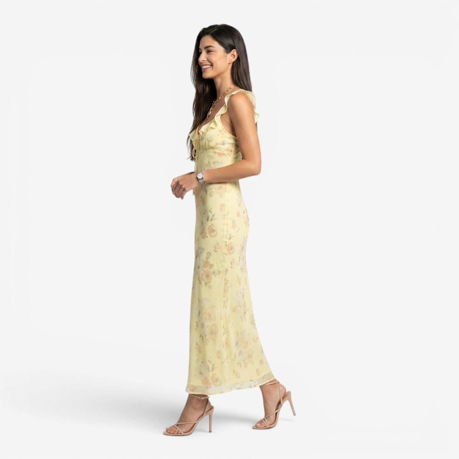 Vestido Mujer Floral con Espalda Descubierta