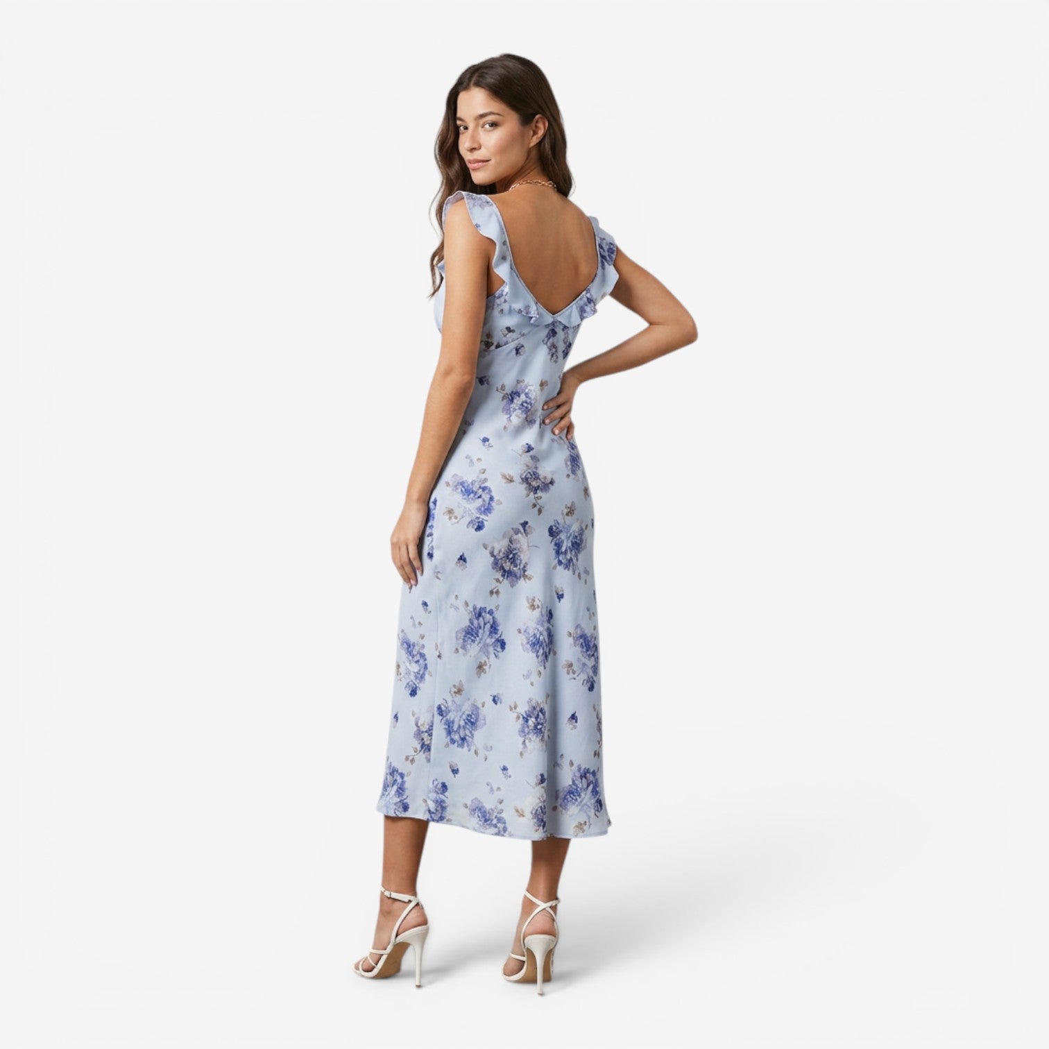 Vestido Mujer Floral con Espalda Descubierta