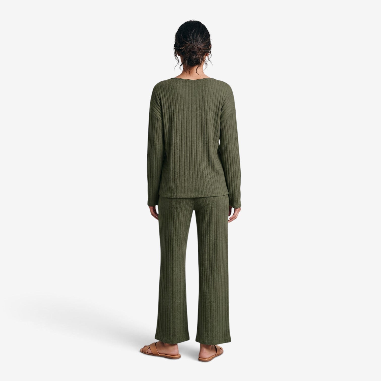 Conjunto de Punto con Pantalón de Pierna Ancha para Mujer