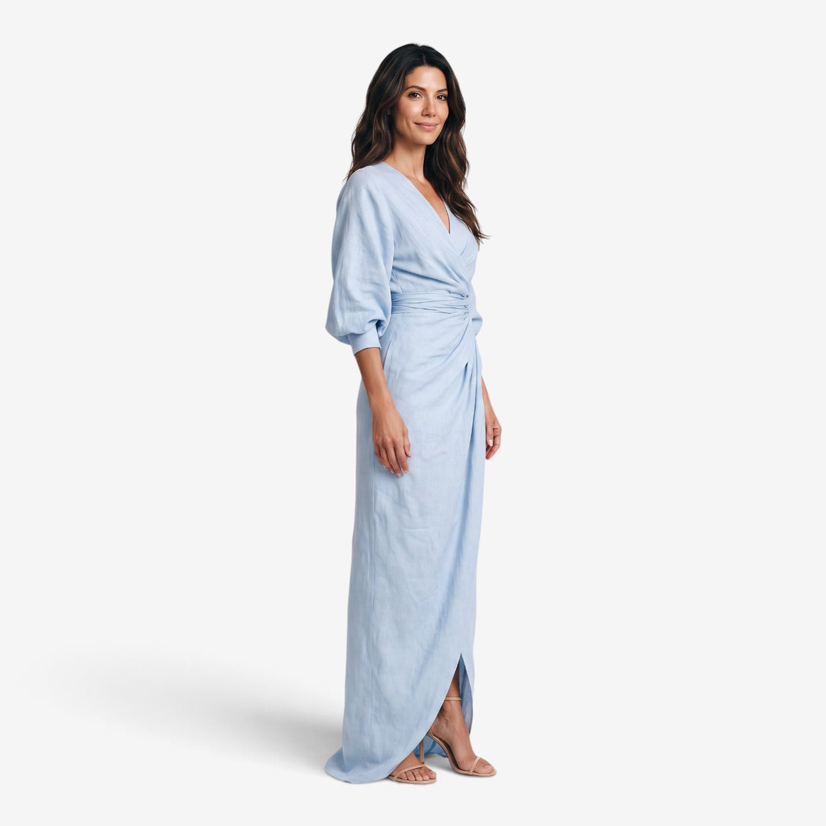 Vestido Largo Cruzado con Escote en V para Mujer