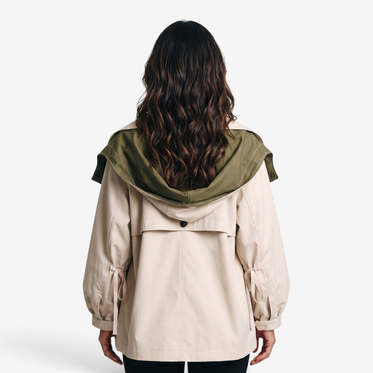 Gabardina Corta con Contraste para Mujer
