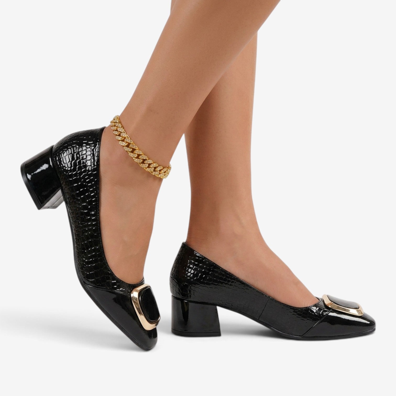 Zapatos de Tacón con Hebilla Geométrica para Mujer