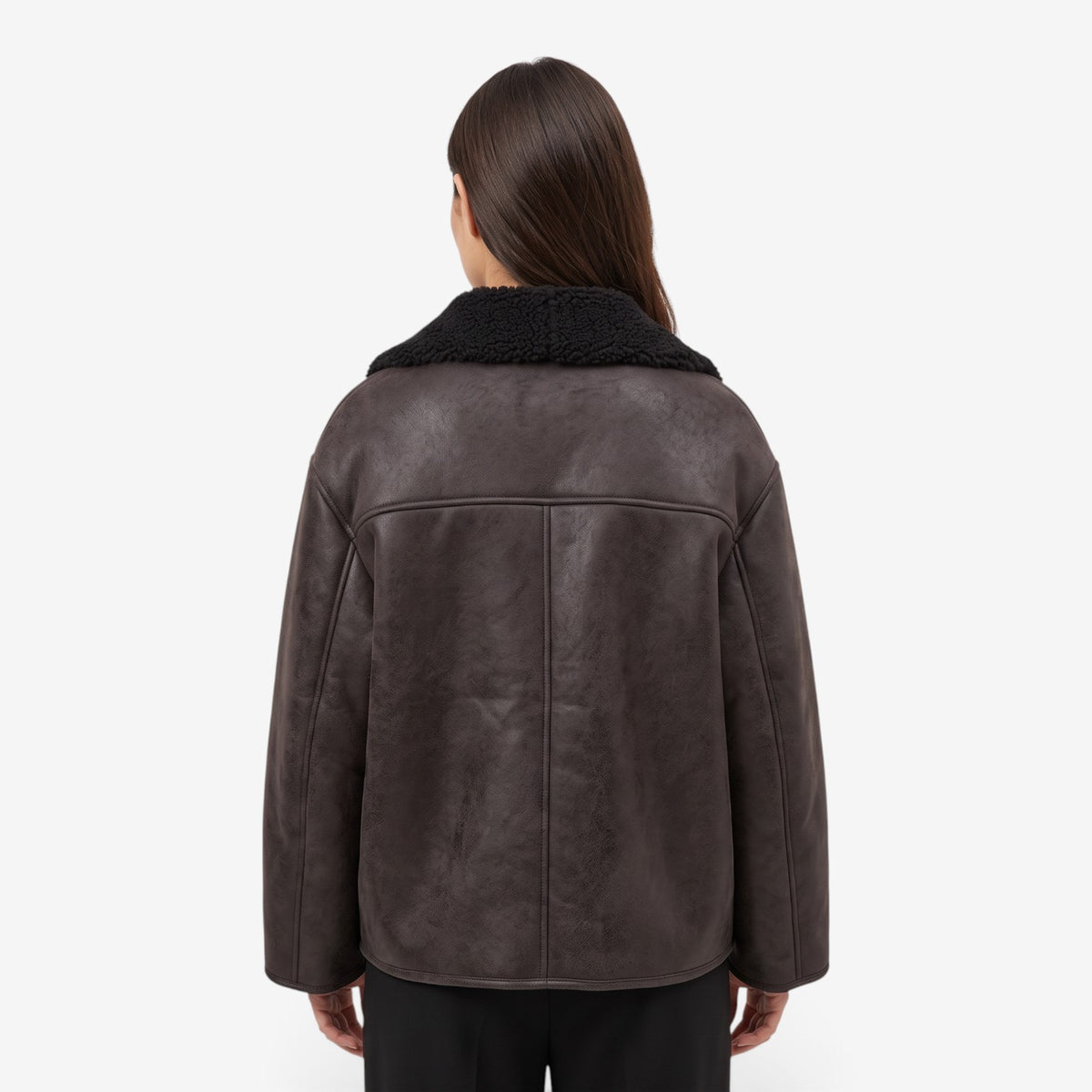 Chaqueta Efecto Ante con Borreguito para Mujer
