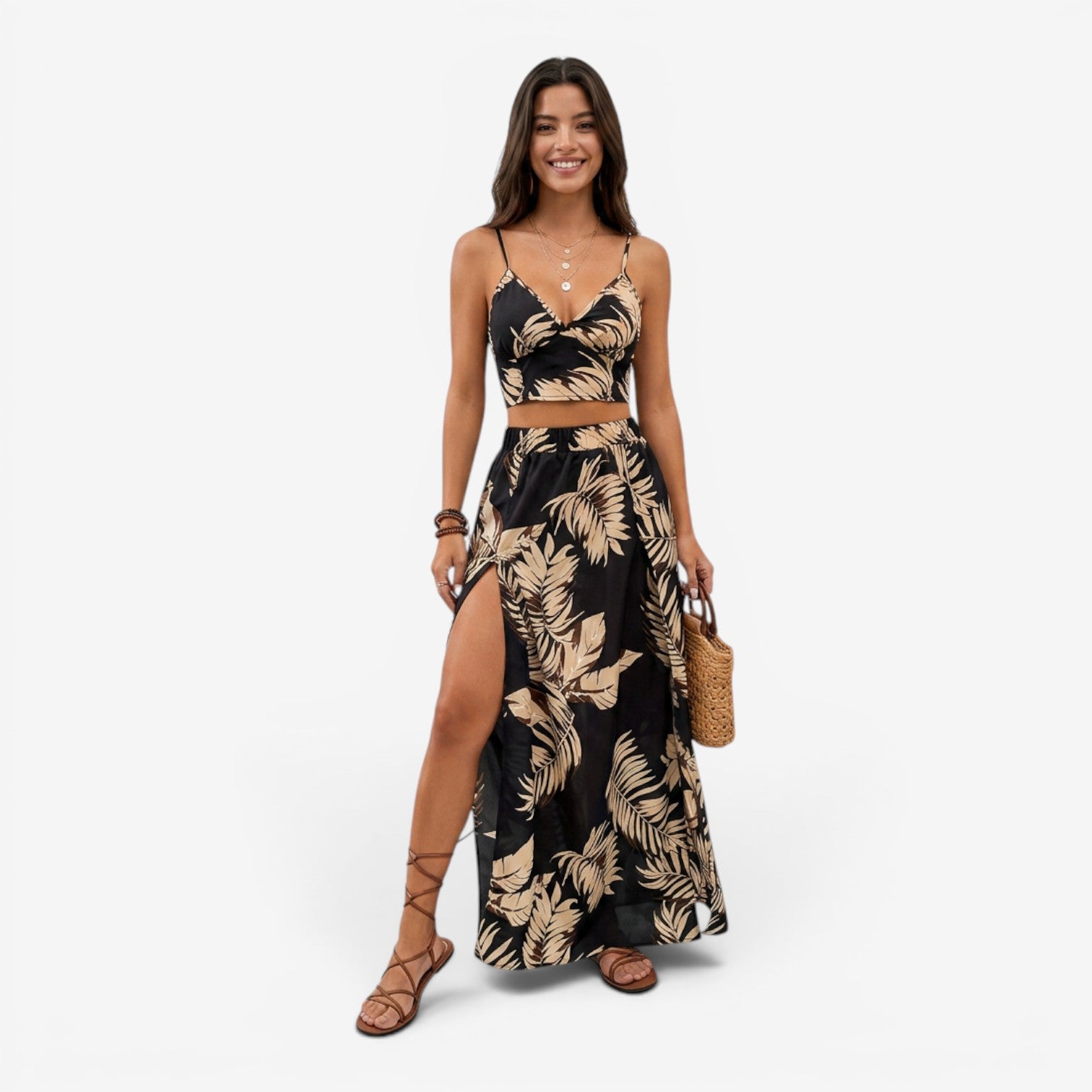 Conjunto Top y Falda con Abertura para Mujer