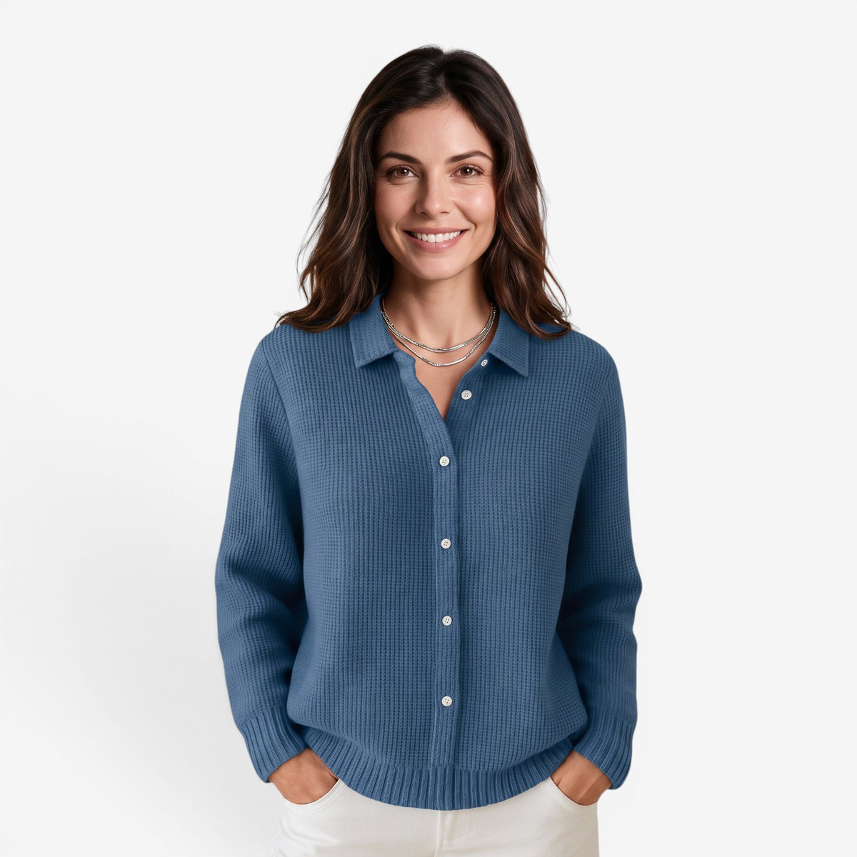 Jersey de Punto con Cuello Solapa Mujer