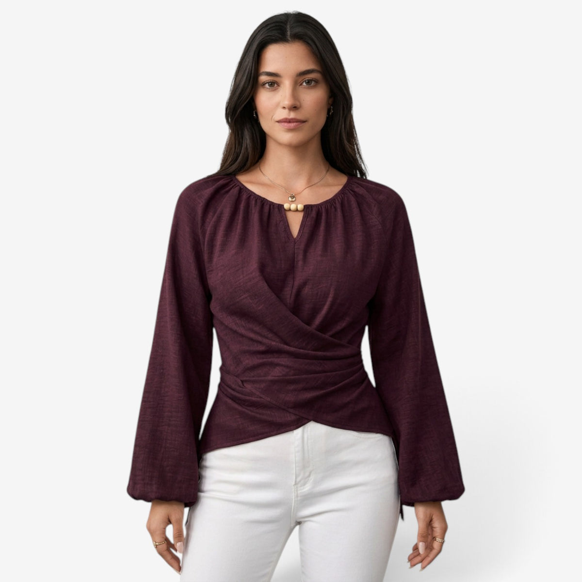 Blusa Cruzada con Bajo Asimétrico para Mujer