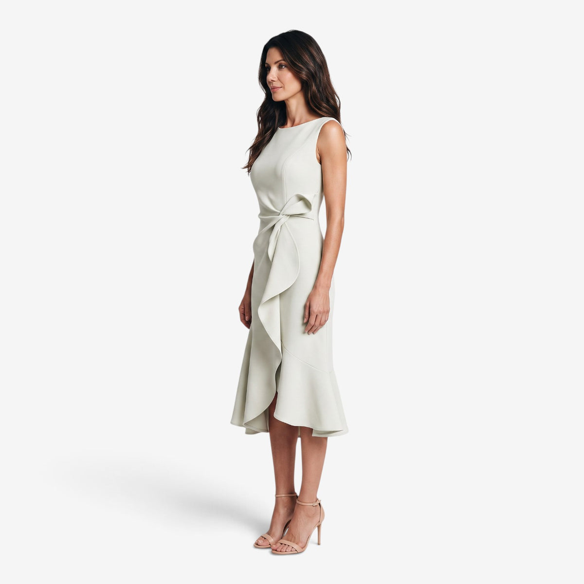 Vestido Midi con Nudo en la Cintura para Mujer