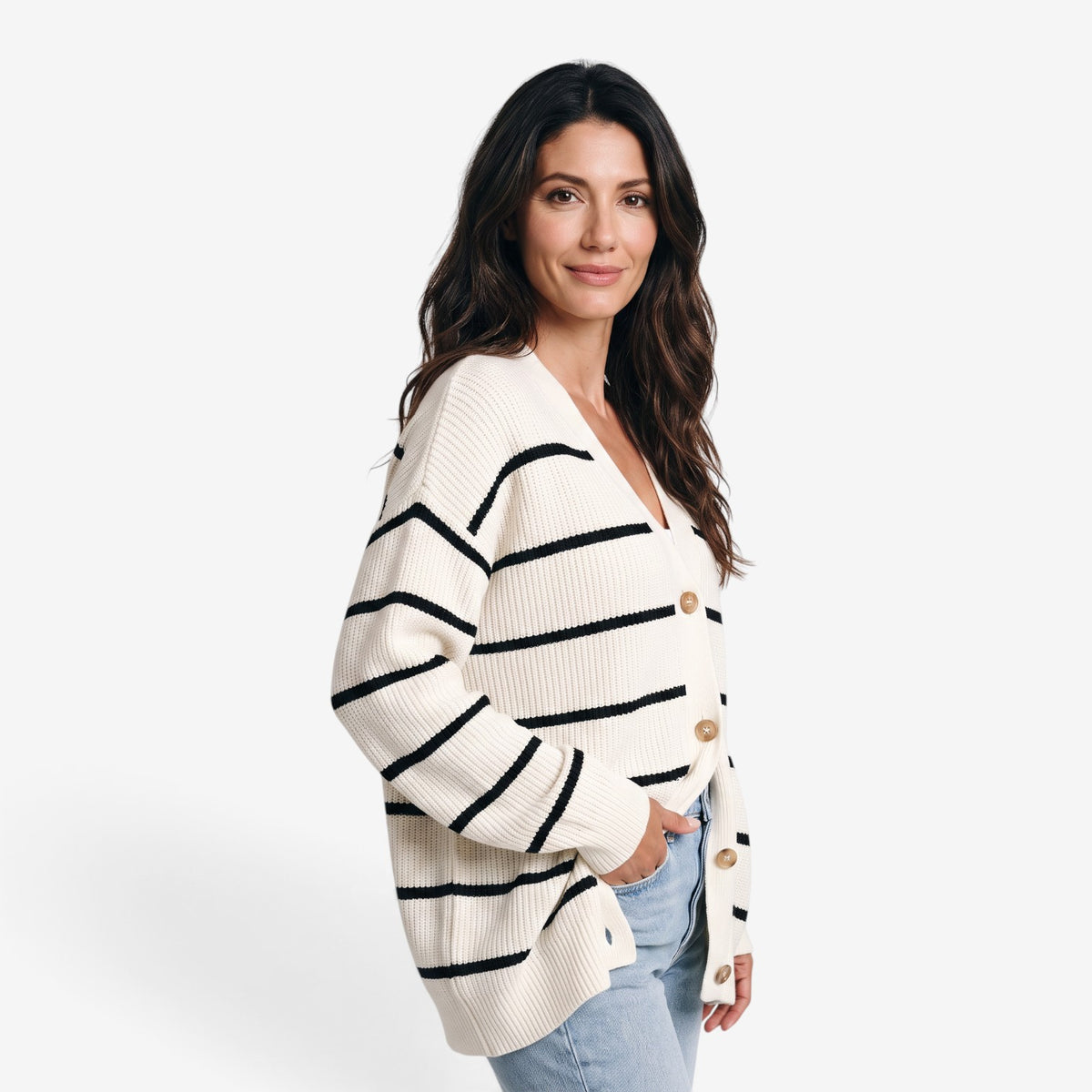 Cárdigan Oversize de Punto con Botones para Mujer
