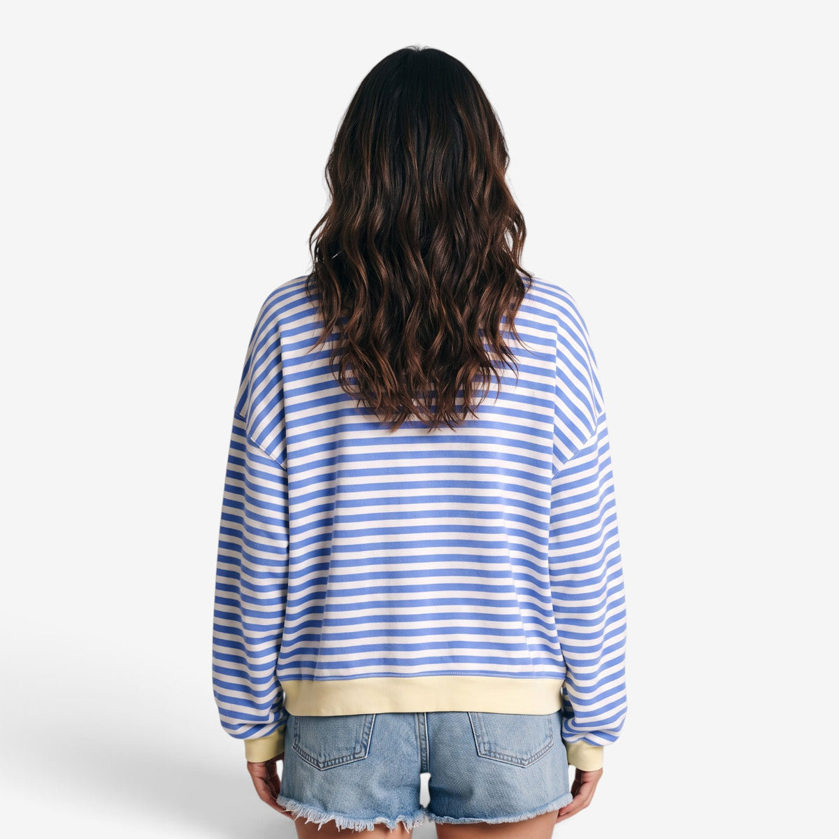 Sudadera a Rayas con Detalles en Contraste para Mujer