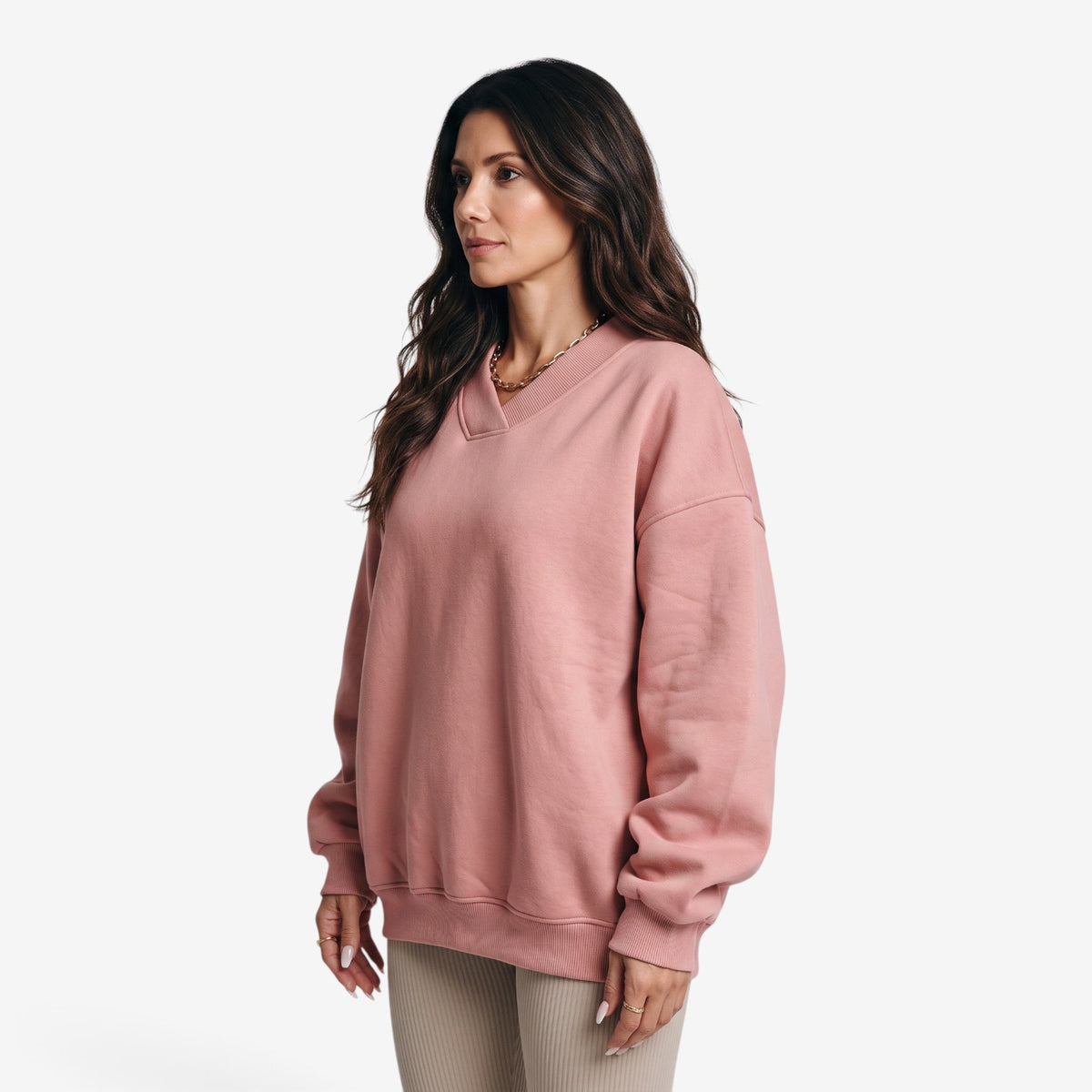 Sudadera Oversize con Cuello de Pico para Mujer