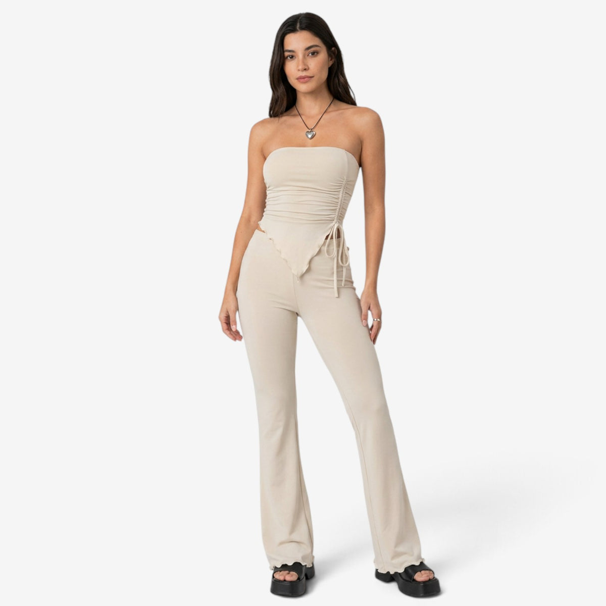 Conjunto Bandeau con Pantalón Acampanado para Mujer