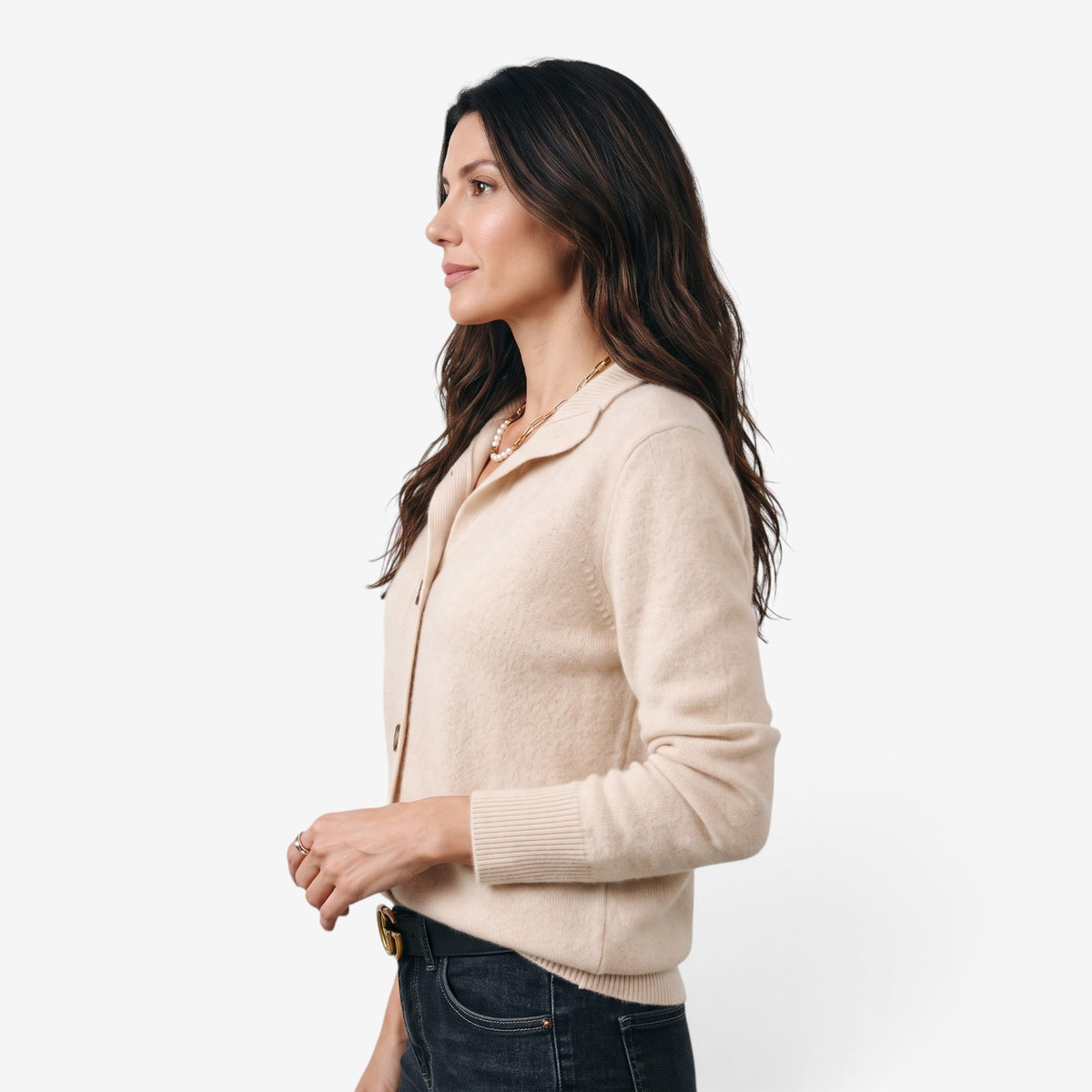 Cárdigan de Punto con Cuello Alto para Mujer