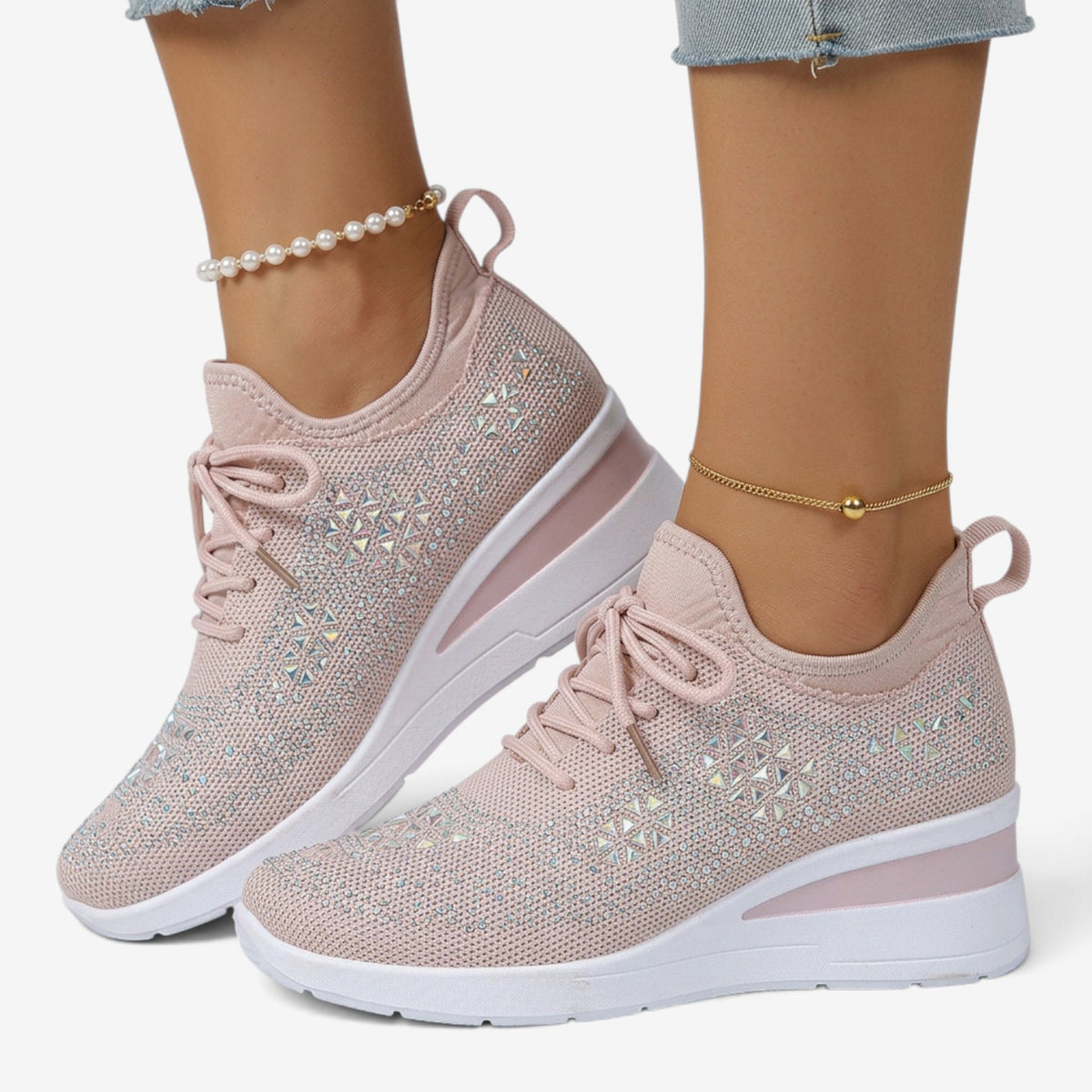 Zapatillas de Cuña con Brillos para Mujer