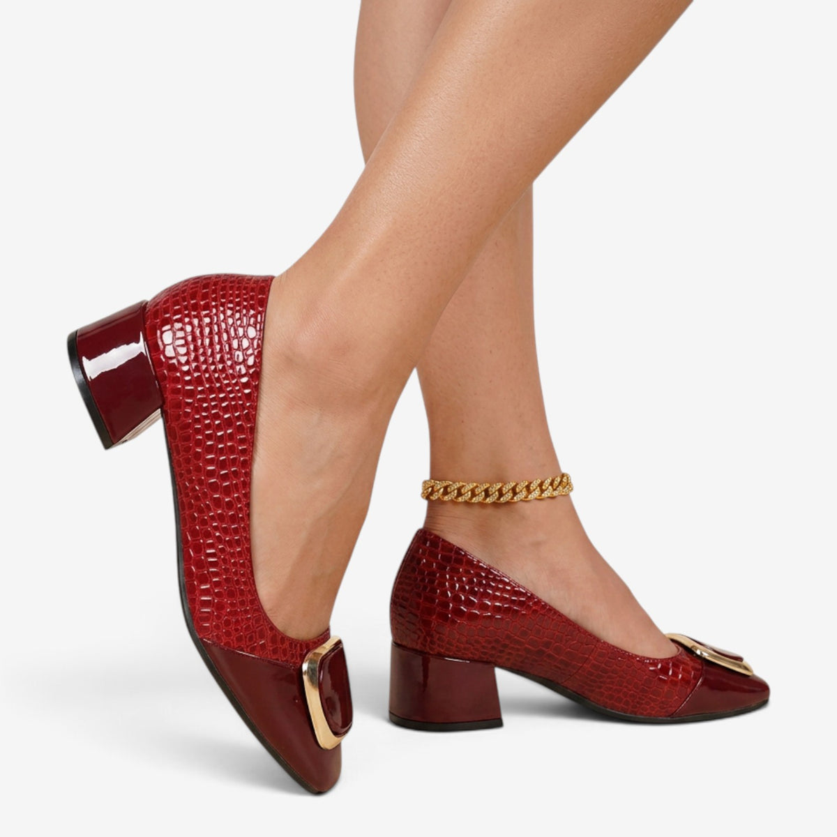 Zapatos de Tacón con Hebilla Geométrica para Mujer