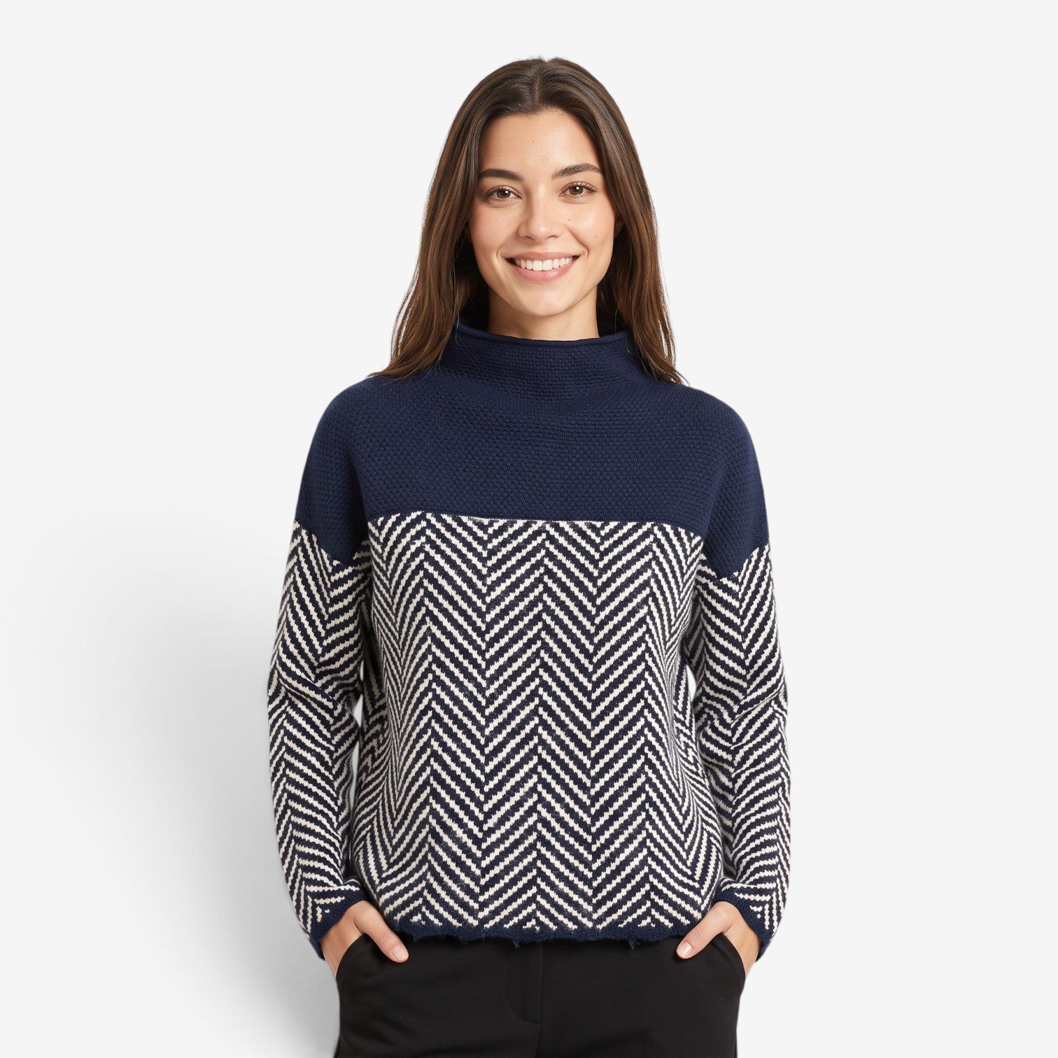 Jersey de Punto con Cuello Alto para Mujer
